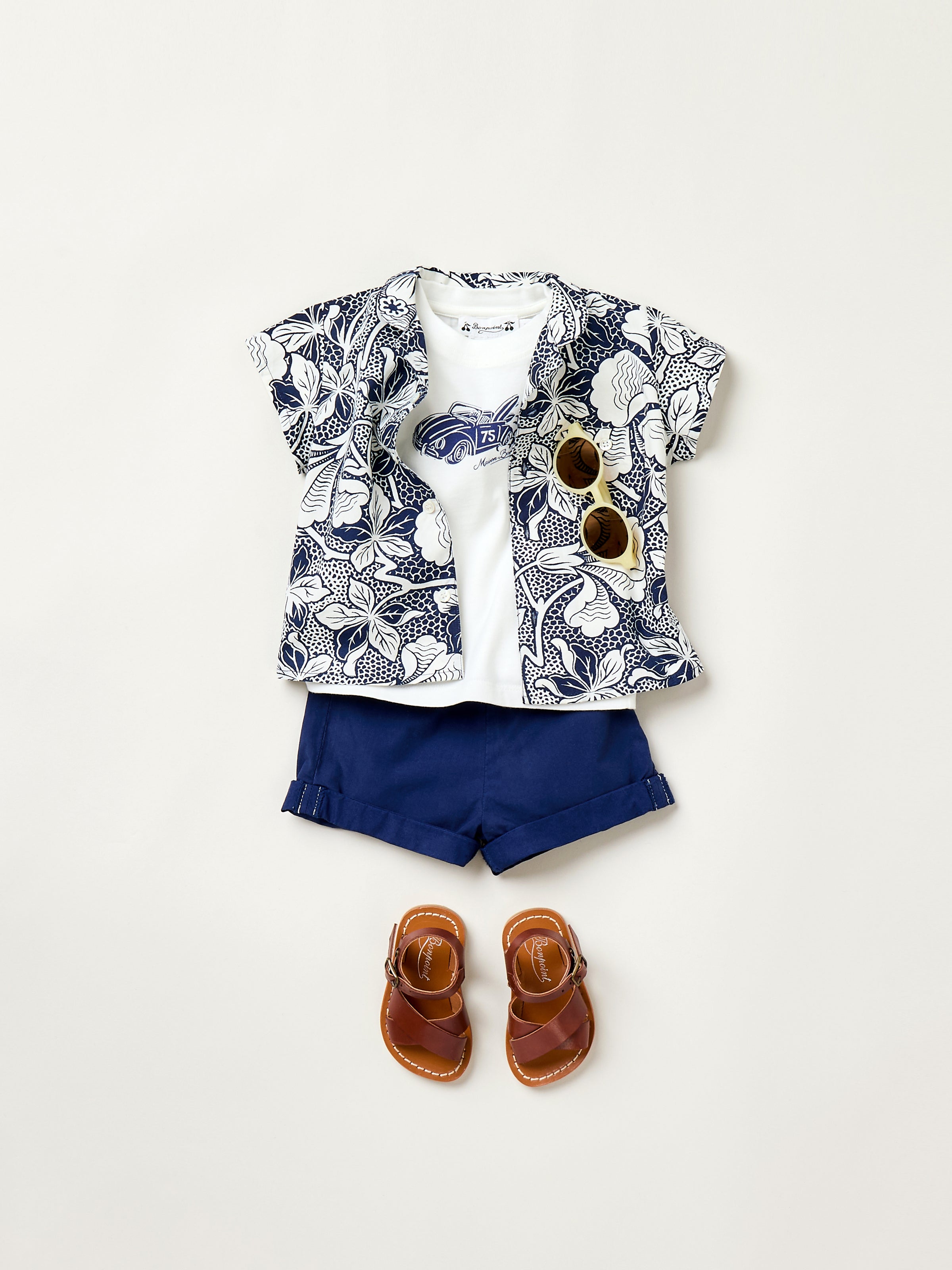 Verano 2025 Look de bebé niño - Camisa con estampado floral