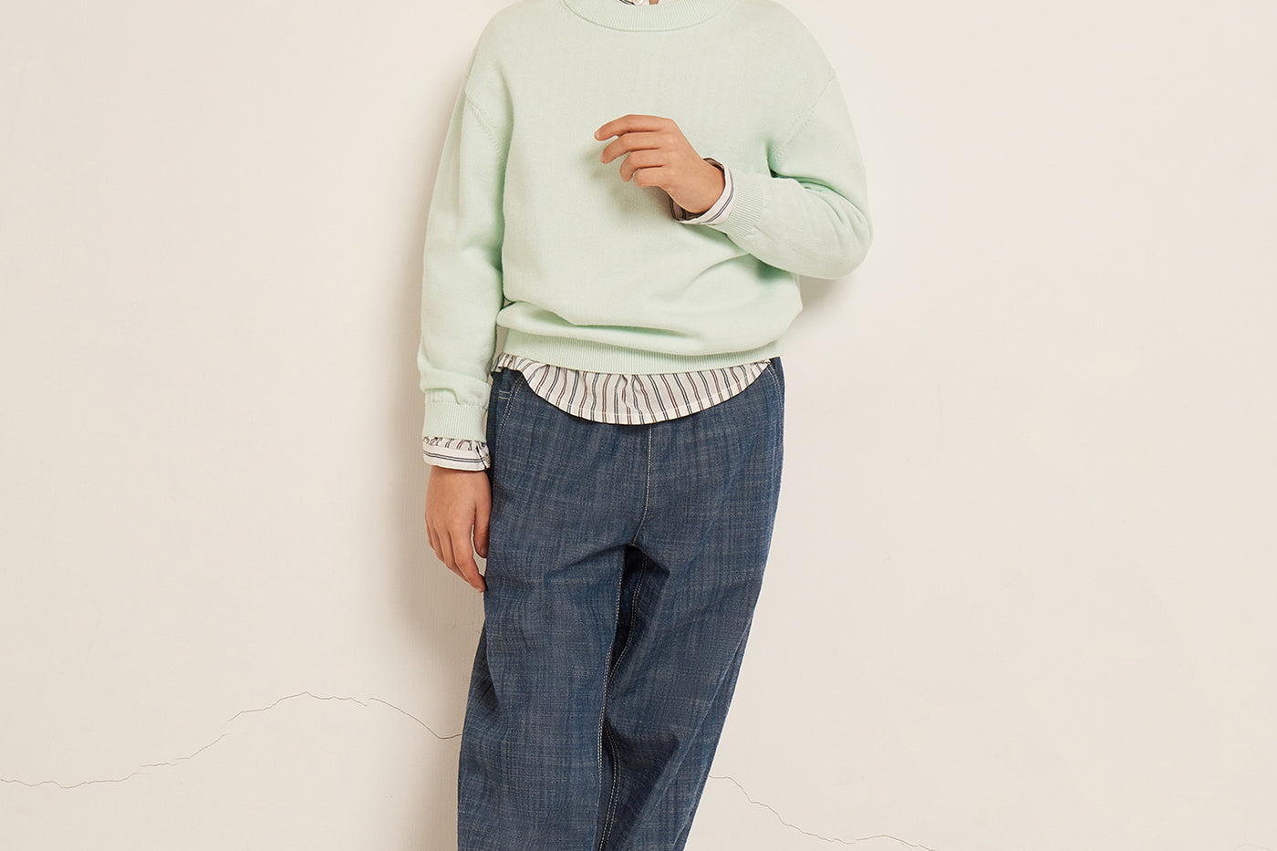 LOOK GARCON ETE 2023 PULL VERT CLAIR