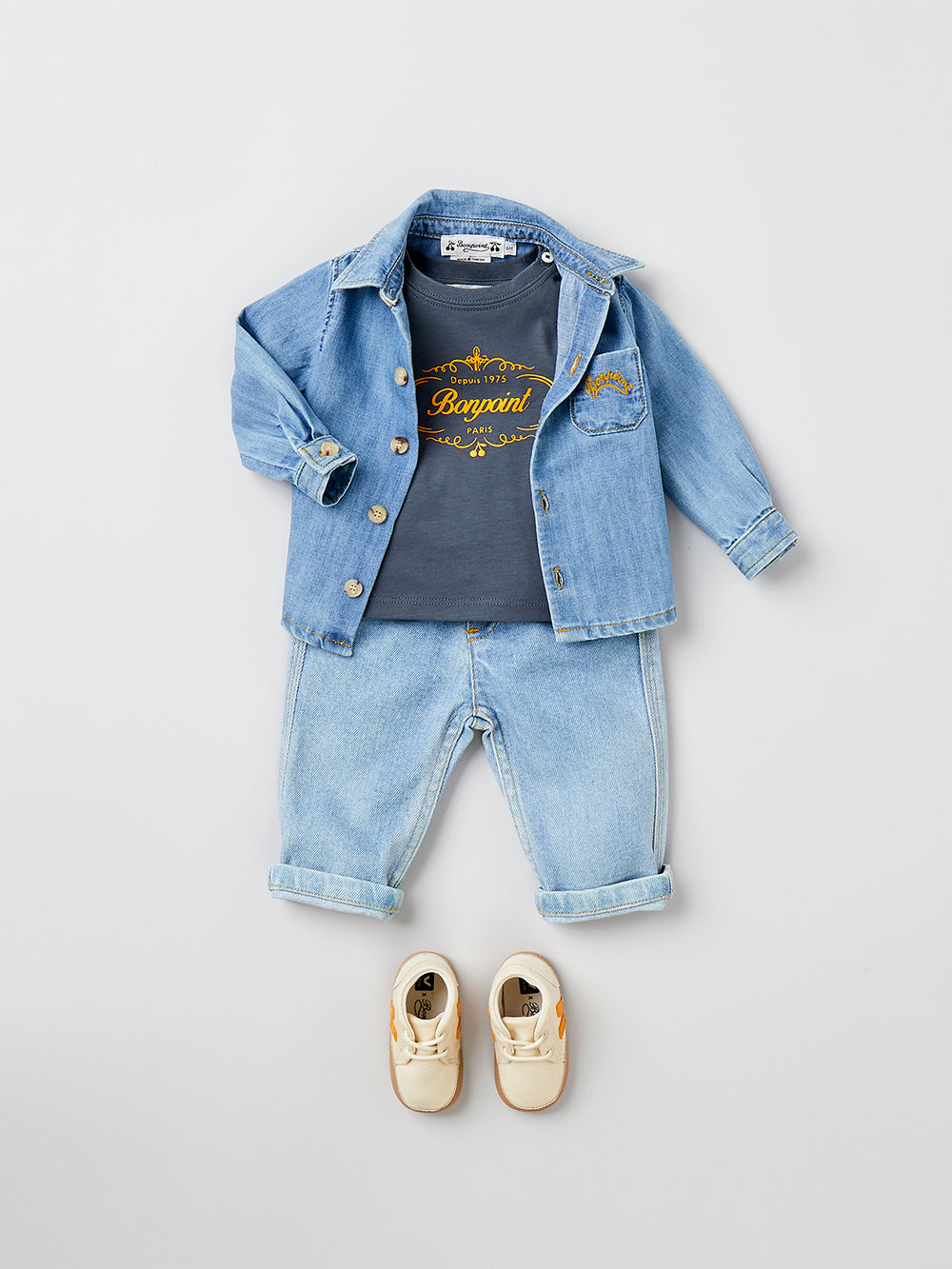 LOOK BEBE GARCON ETE 2023 CHEMISE EN JEAN