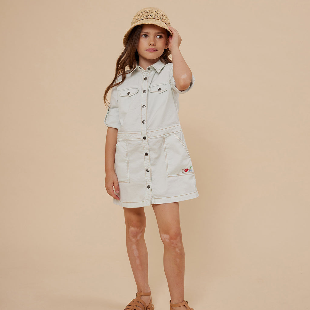 bonpoint denim dress Bonpoint logo-embroidered Denim Dress | Blue