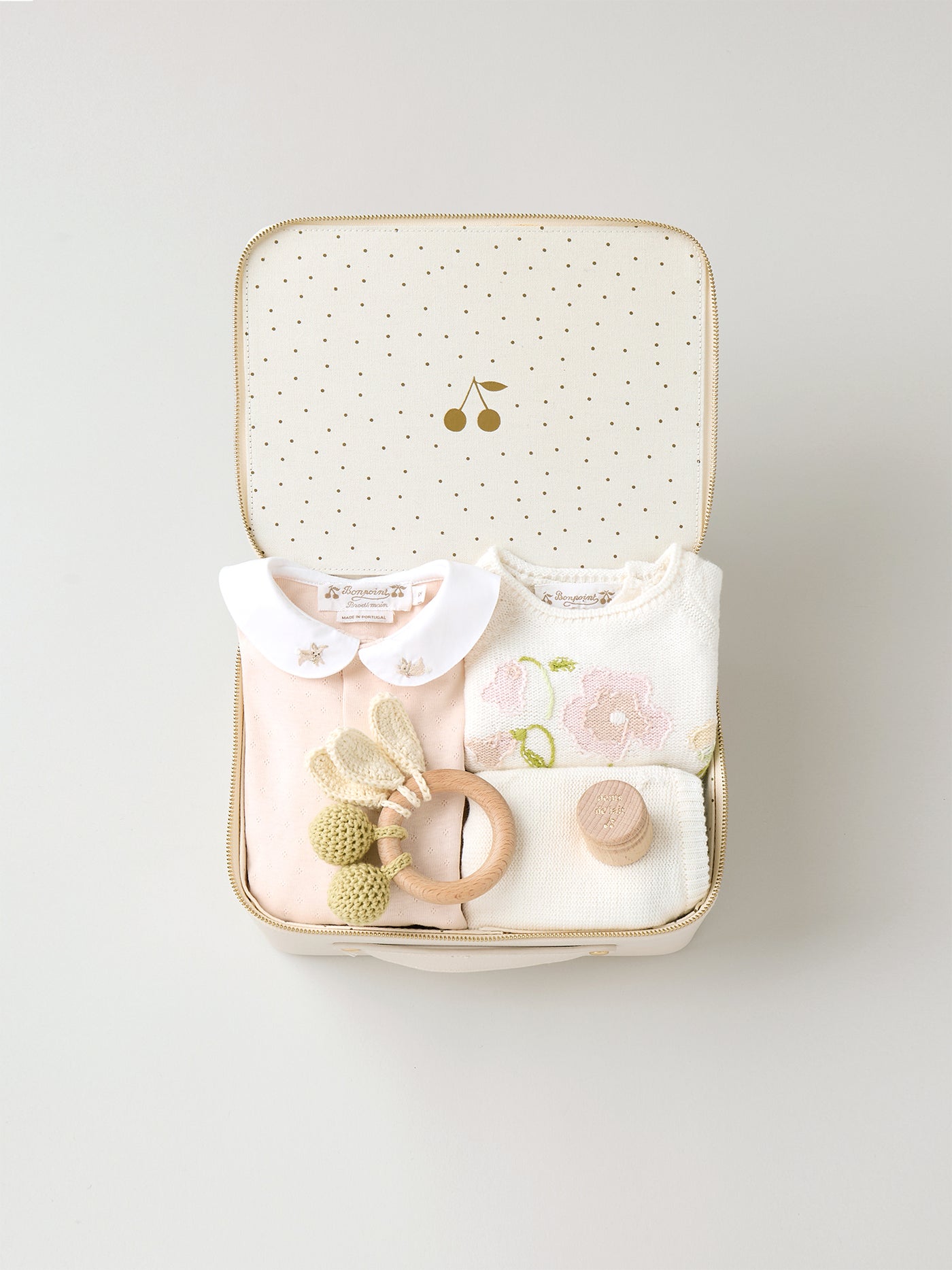 Moyenne valise naissance pour filles - Pyjama et ensemble roses en coton biologique