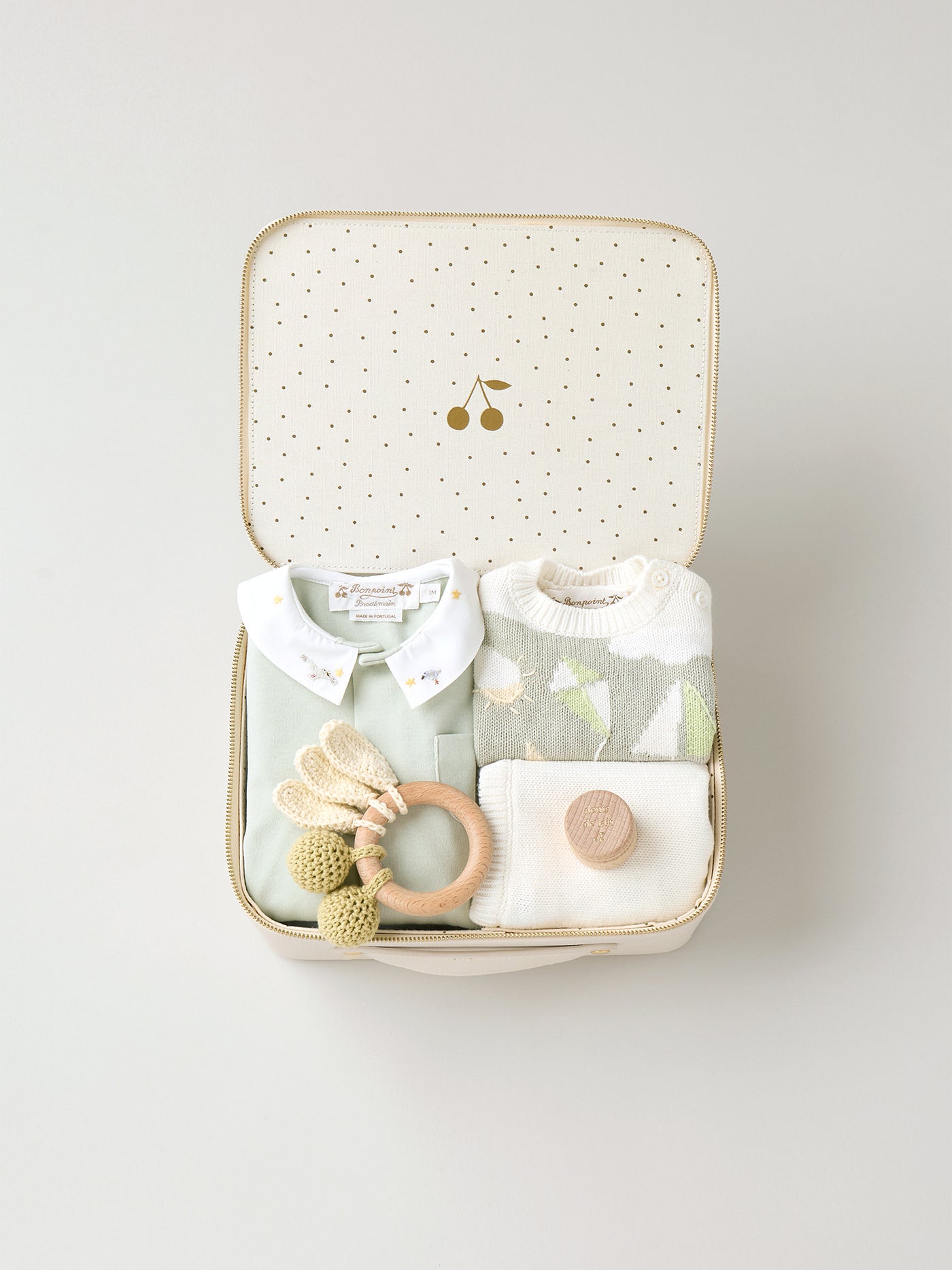 Moyenne valise naissance pour garcons - Pyjama et ensemble verts en coton biologique