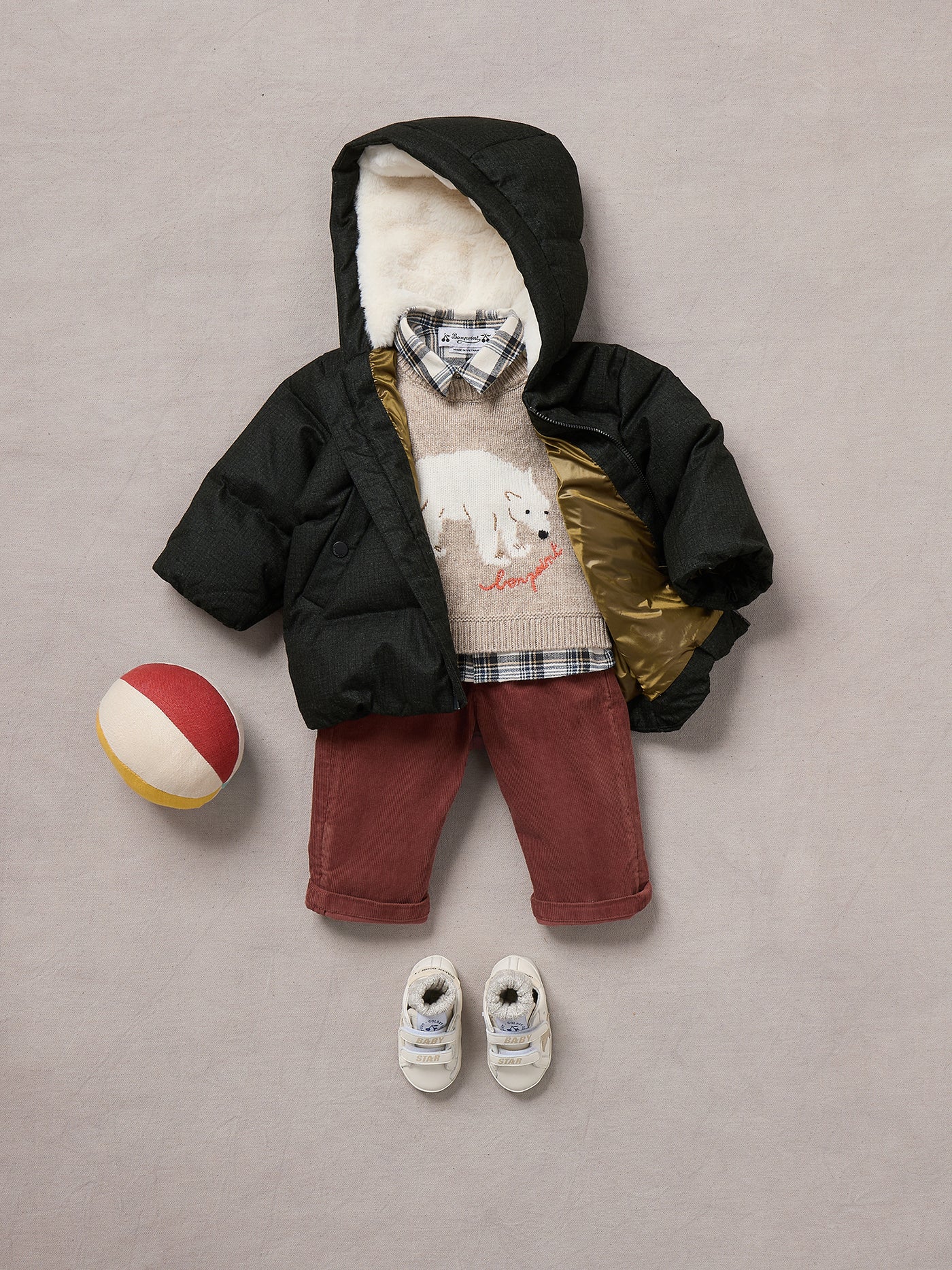 Look de bebé niño invierno 2024 - Jersey de lana con estampado de osos