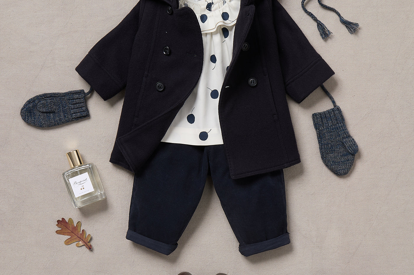 Winter 2024 Baby girl's look - Black pants and coat