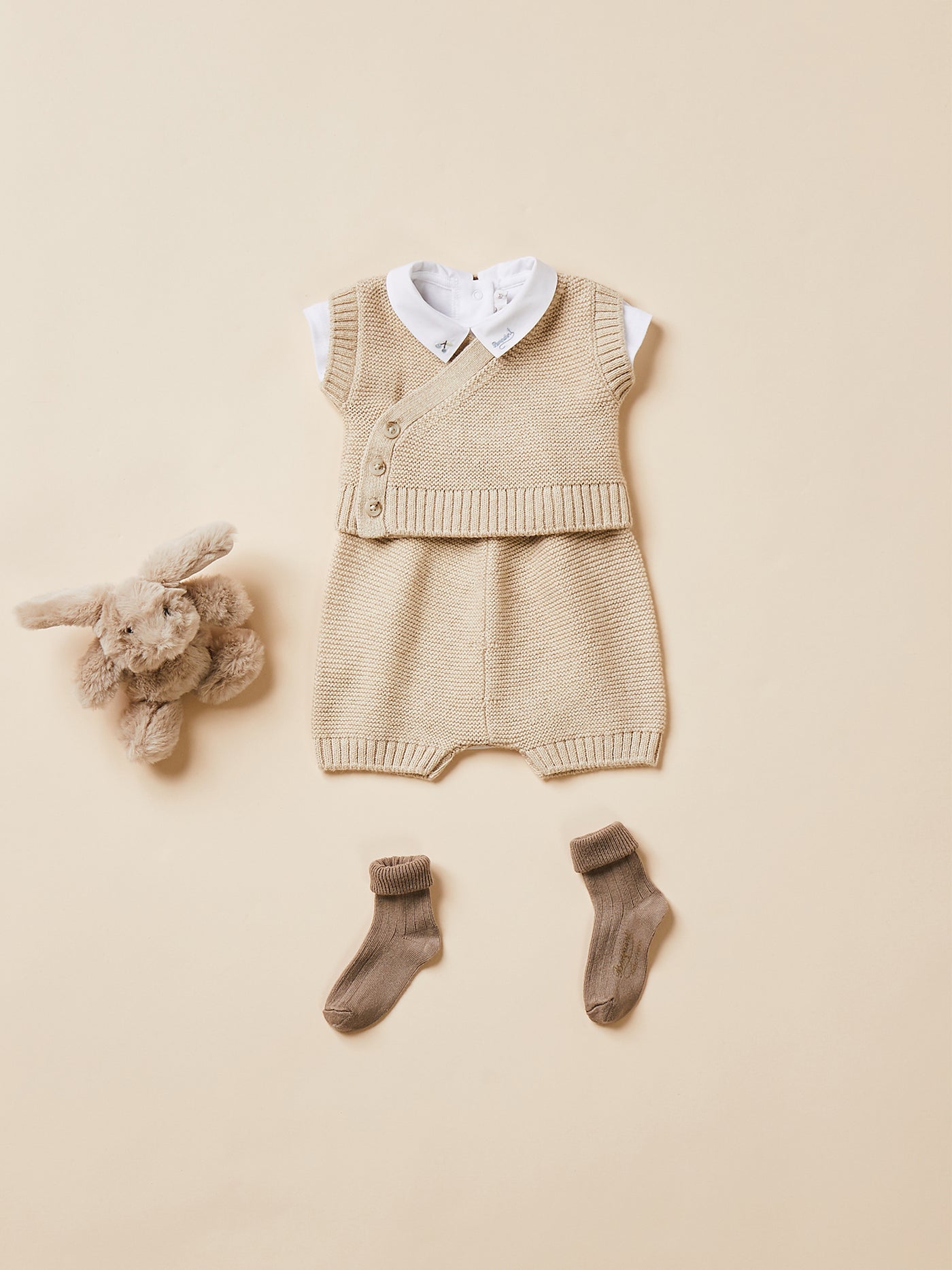 Newborn's look summer 2024 cotton and wool set