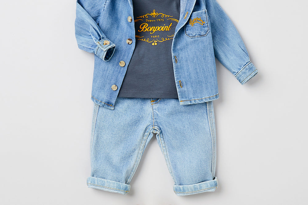CAMICIA IN DENIM LOOK NEONATO ESTATE 2023