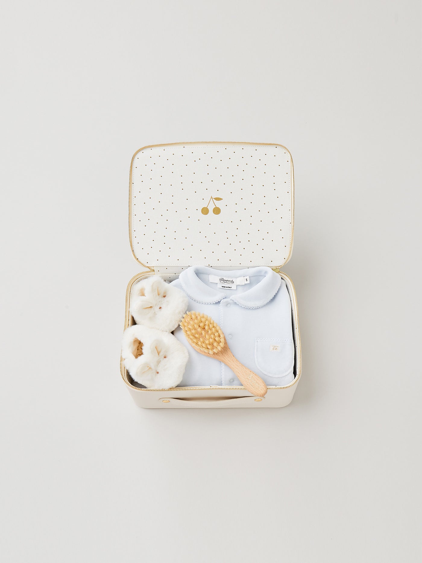 Newborn suitcase blue velour pajamas