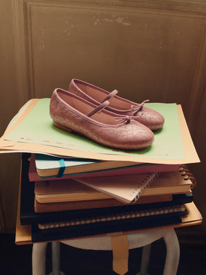 Soft Ballerinas aus Leder mit Kirschstickerei