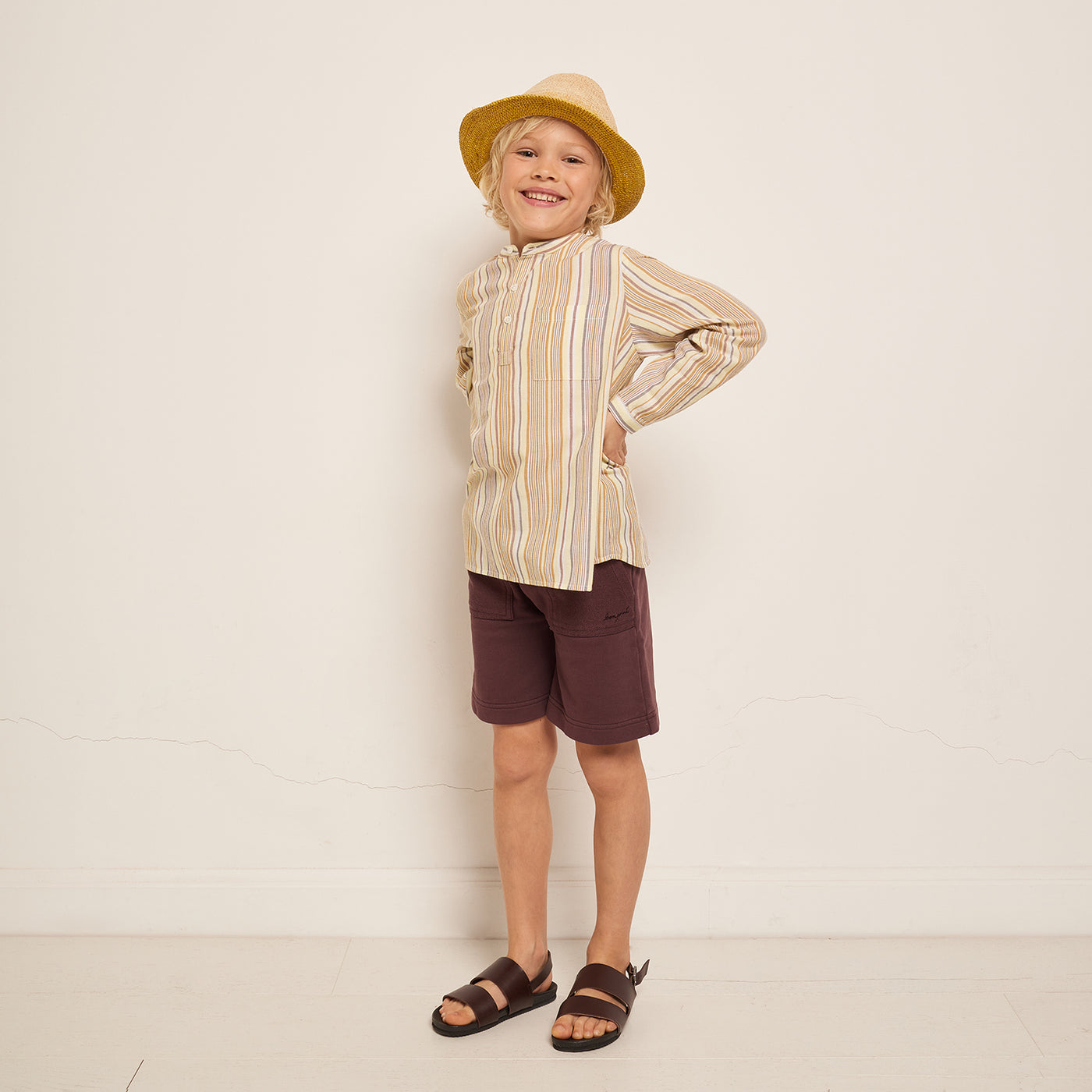 bonpoint cruise collection shirt and brown short for boy 