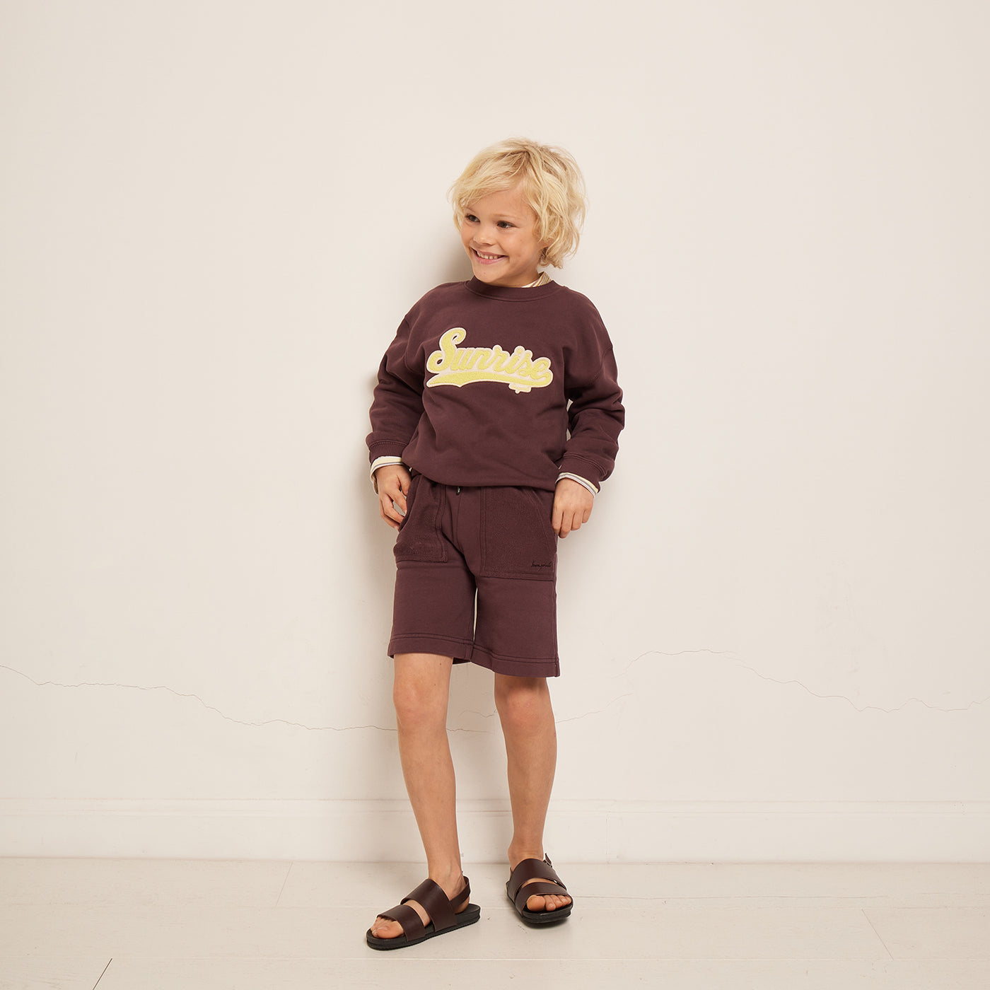 Bonpoint cruise collection brown sweater and short 