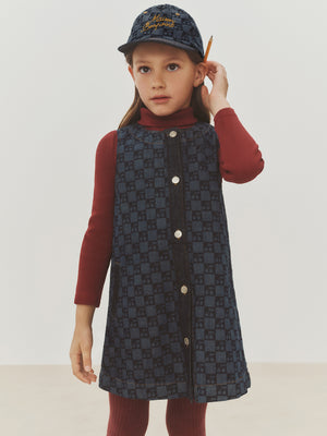 Robe Jette imprimé damier cerises en coton biologique