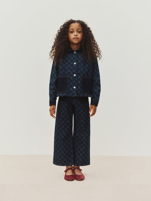 Minalie Jeanshose mit Kirsch-Karo-Print aus Bio-Baumwolle