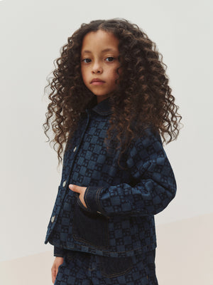 Marity gesteppte Jacke mit Bubikragen und Kirsch-Karo-Print aus Bio-Baumwolle