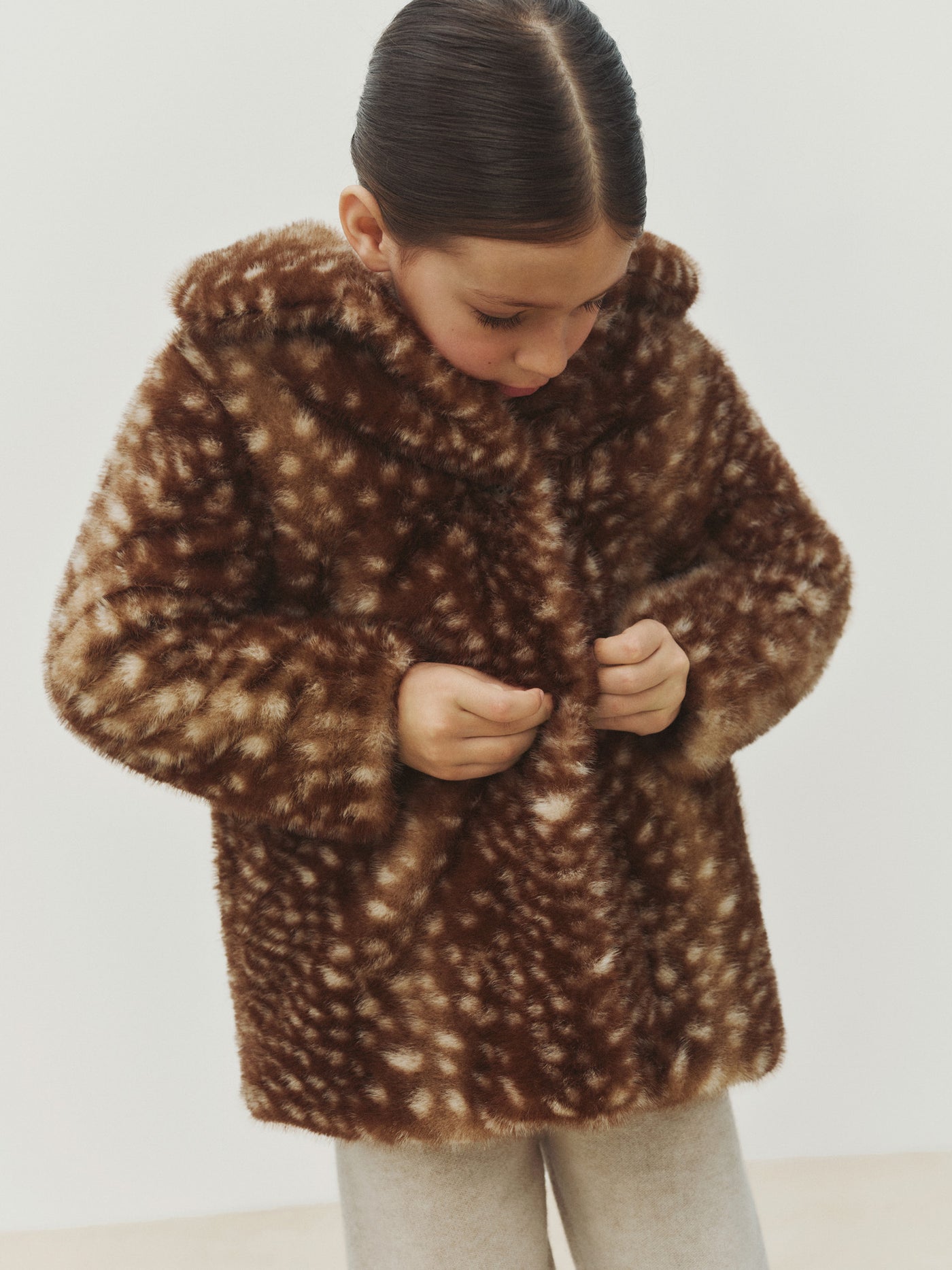 Manteau Doogie à motif faon en fausse fourrure