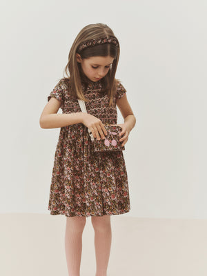 Duchesse-Kleid aus Liberty-Stoff gesmokt und handbestickt Bio-Baumwolle