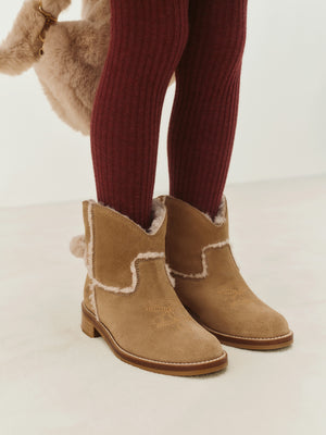 Maysha Westernstiefel aus Leder und Kunstfell