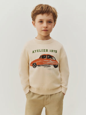 Martinez-Pullover mit handbesticktem Automotiv