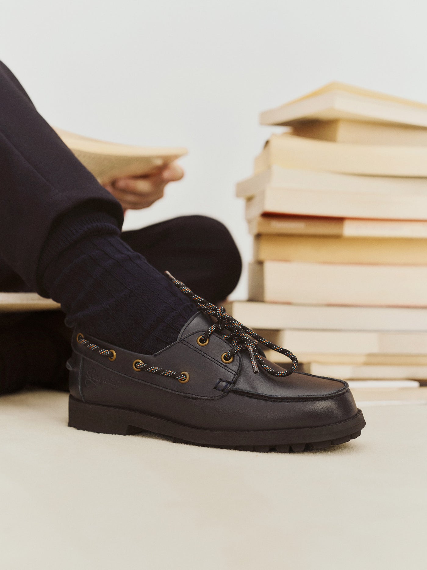 Jax marineblaue Bootsschuhe aus Leder