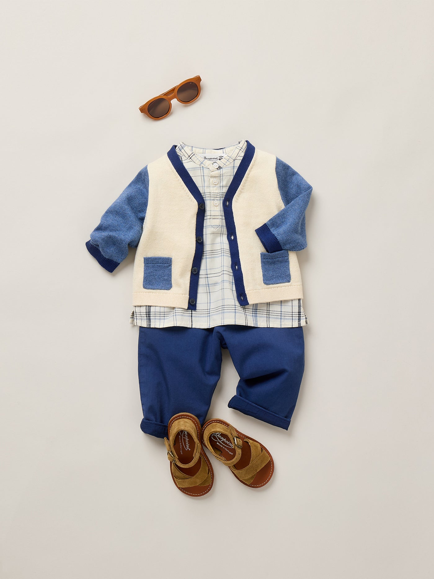 Look Bébé garçon Eté 2026 - Cardigan aux détails contrastants