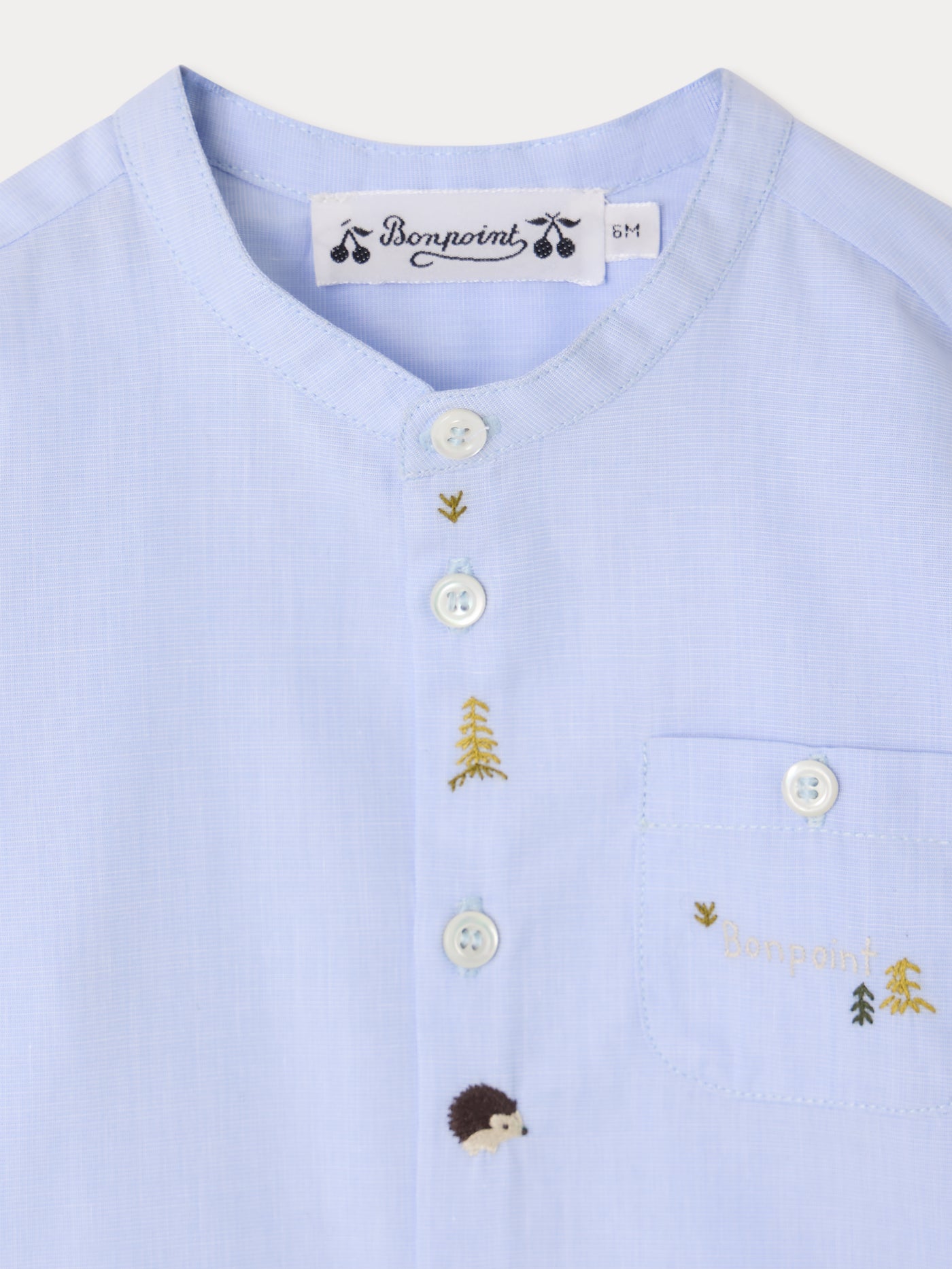 Camicia neonato Matis con abeti e ricci ricamati a mano