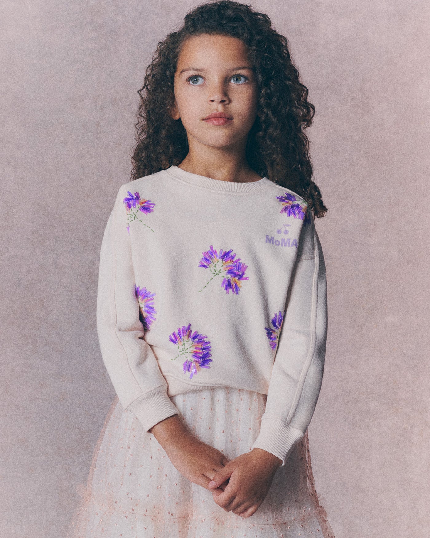 Look Fille Bonpoint x MoMA - Sweatshirt à fleurs