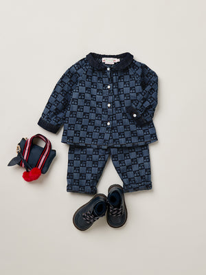 Momino Babybluse mit Peter-Pan-Kragen und kirschkariertem Muster aus Bio-Baumwolle