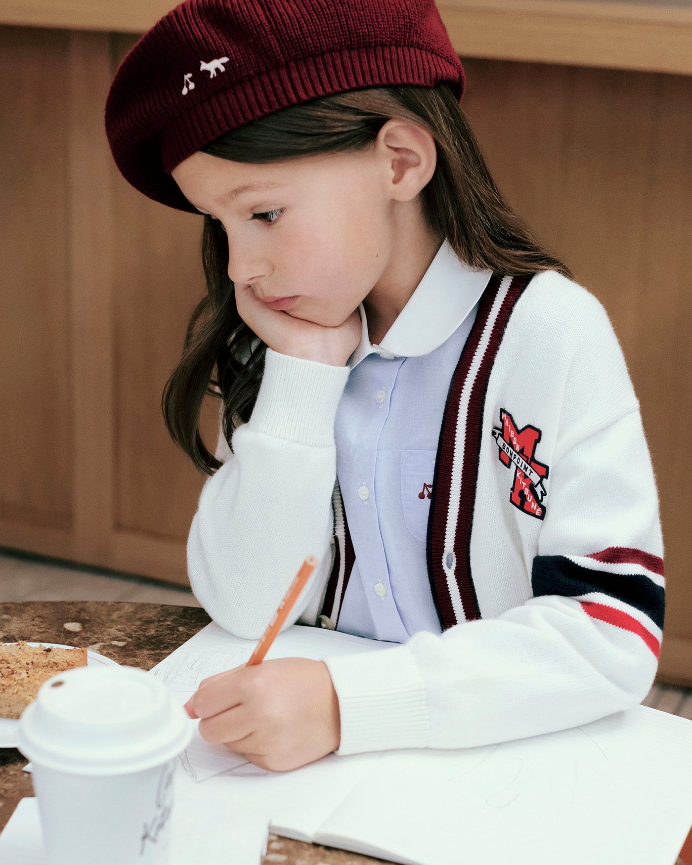 Bonpoint x Maison Kitsuné Tangui embroidered shirt in organic cotton