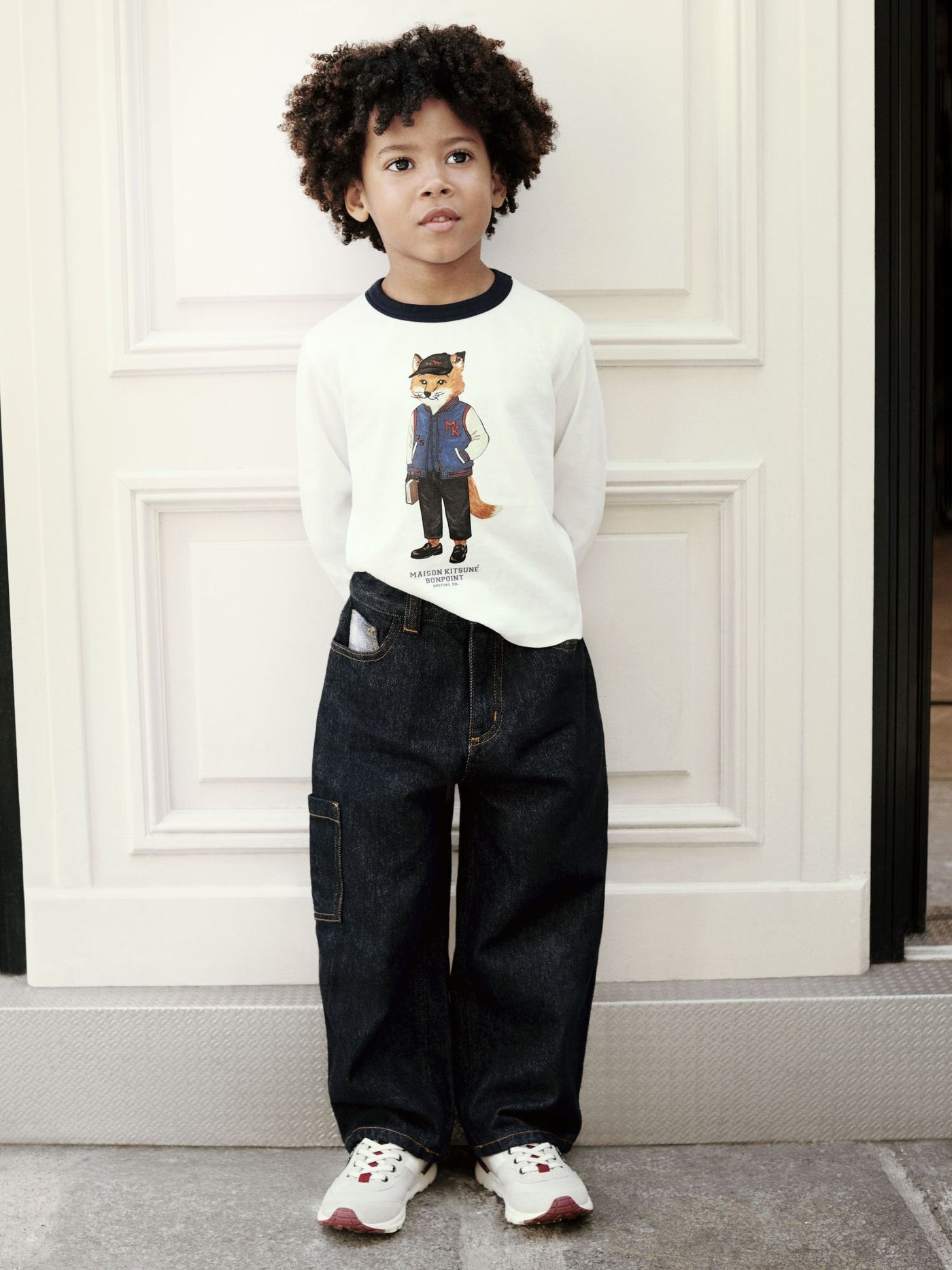 Bonpoint x Maison Kitsuné pantalon baggy Morys en coton biologique