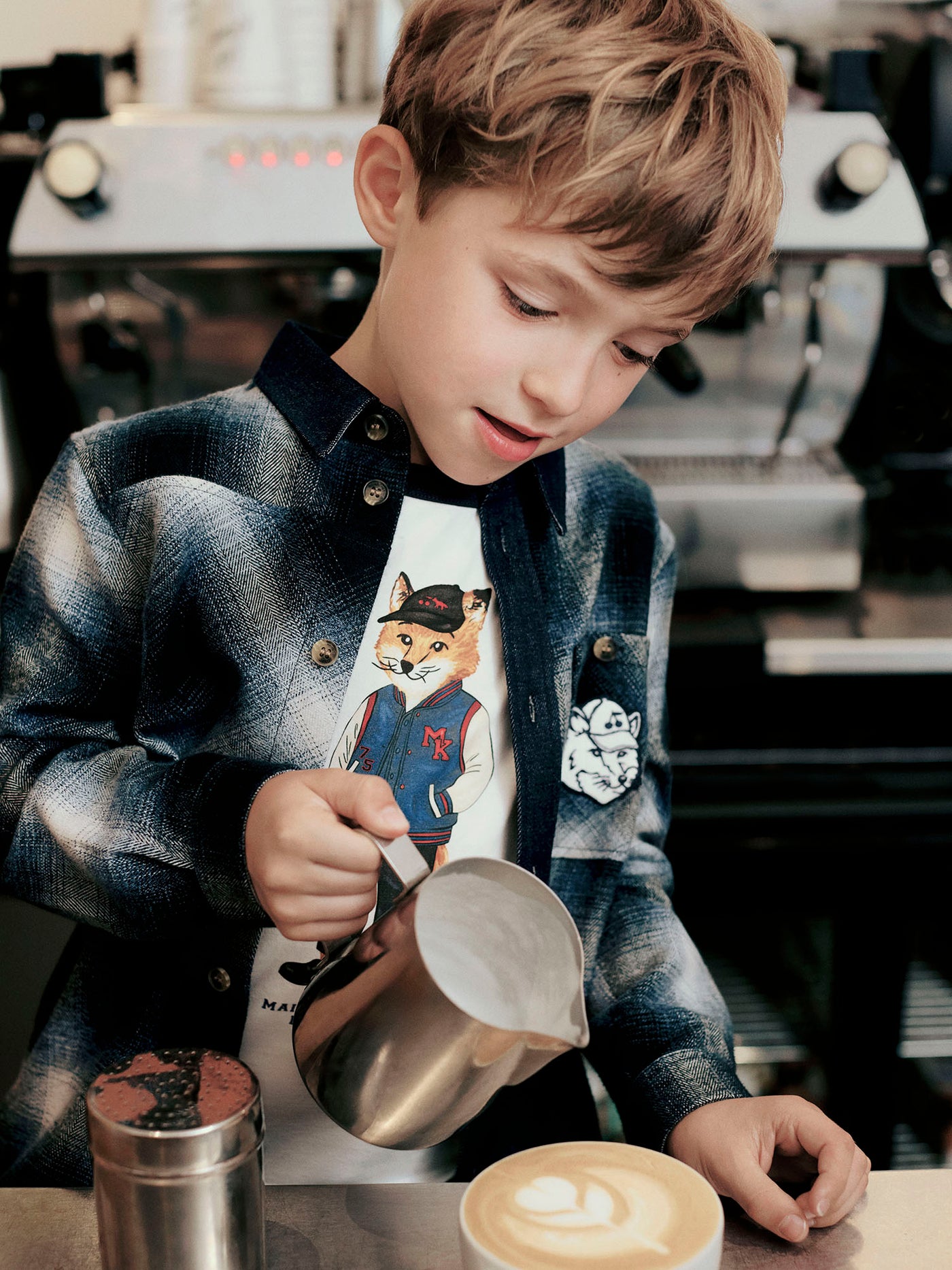 Bonpoint x Maison Kitsuné kariertes Hemd Malek aus Bio-Baumwolle