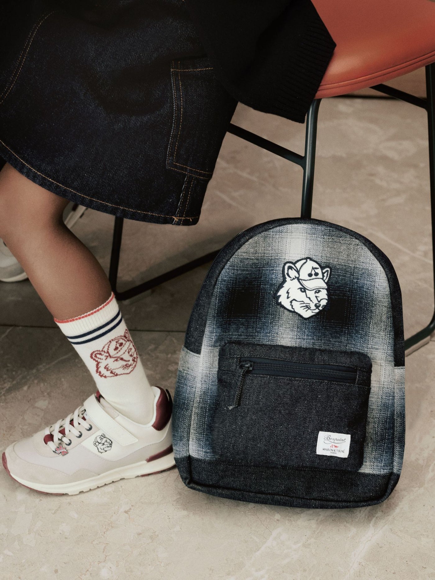 Bonpoint x Maison Kitsuné sac Gania en denim