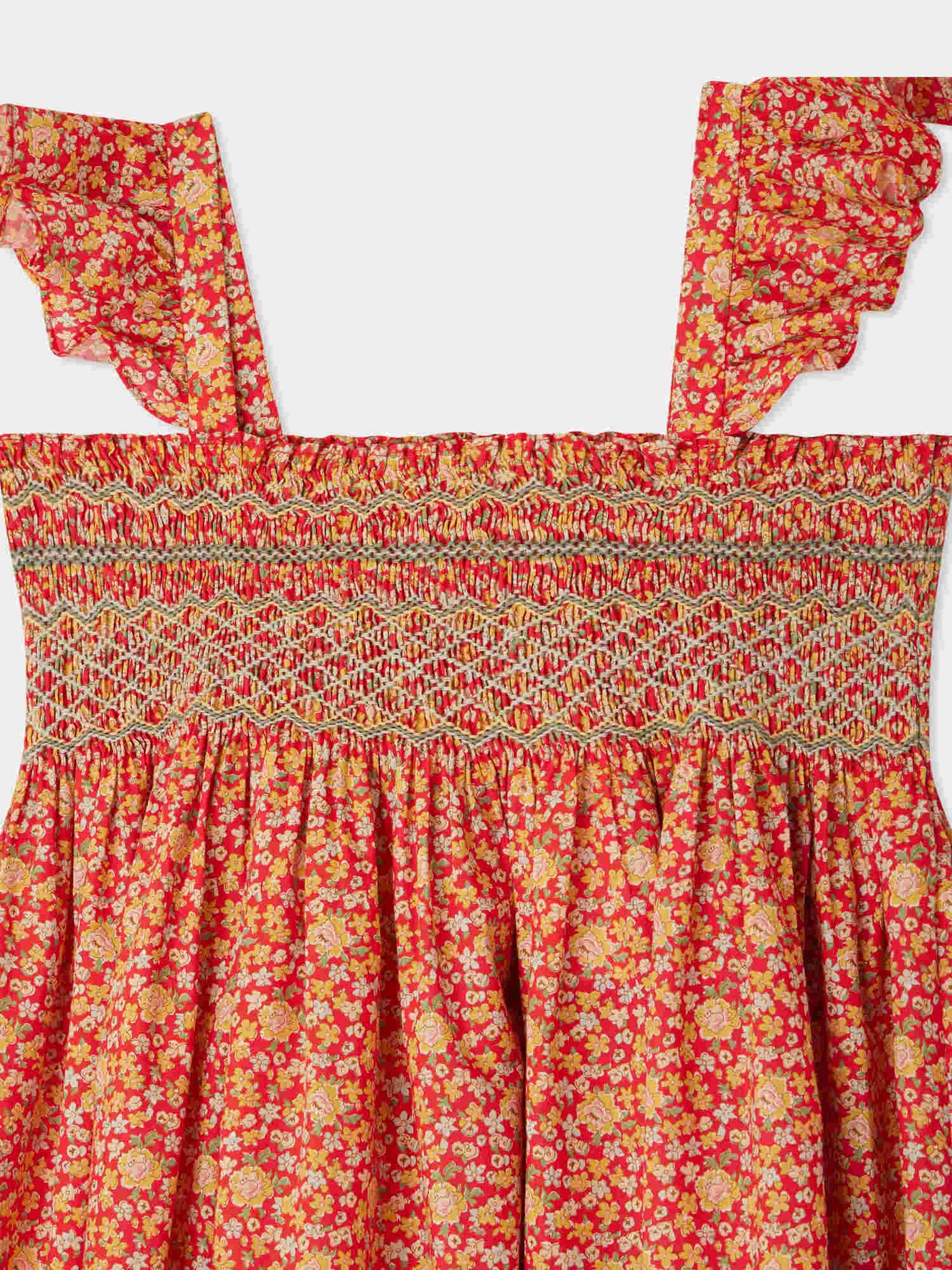 Frances besticktes Kleid aus Liberty-Stoffen