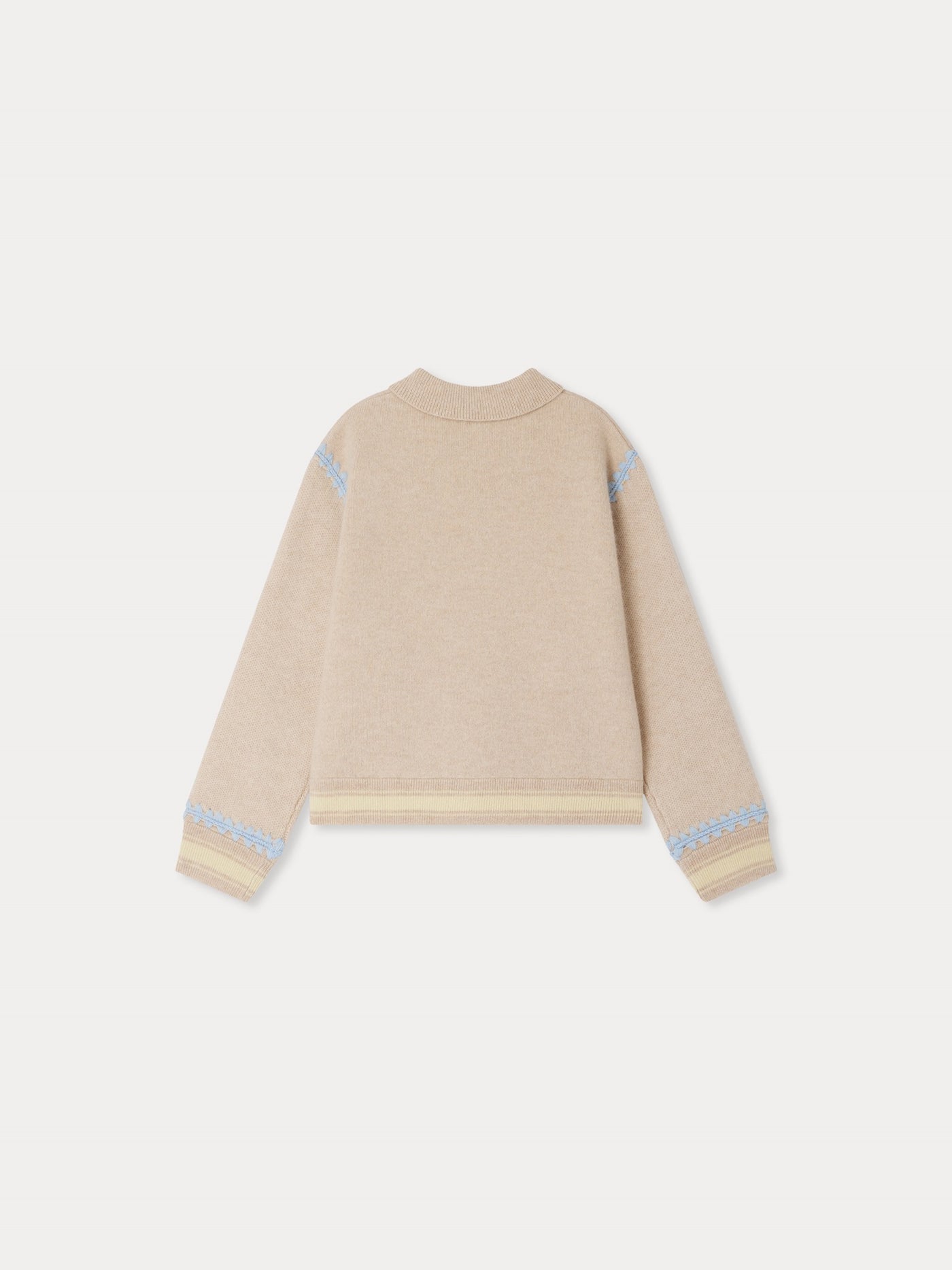 Cardigan misto Bonpoint x Guest in Residence Liberté con ricami a contrasto in cashmere color sabbia
