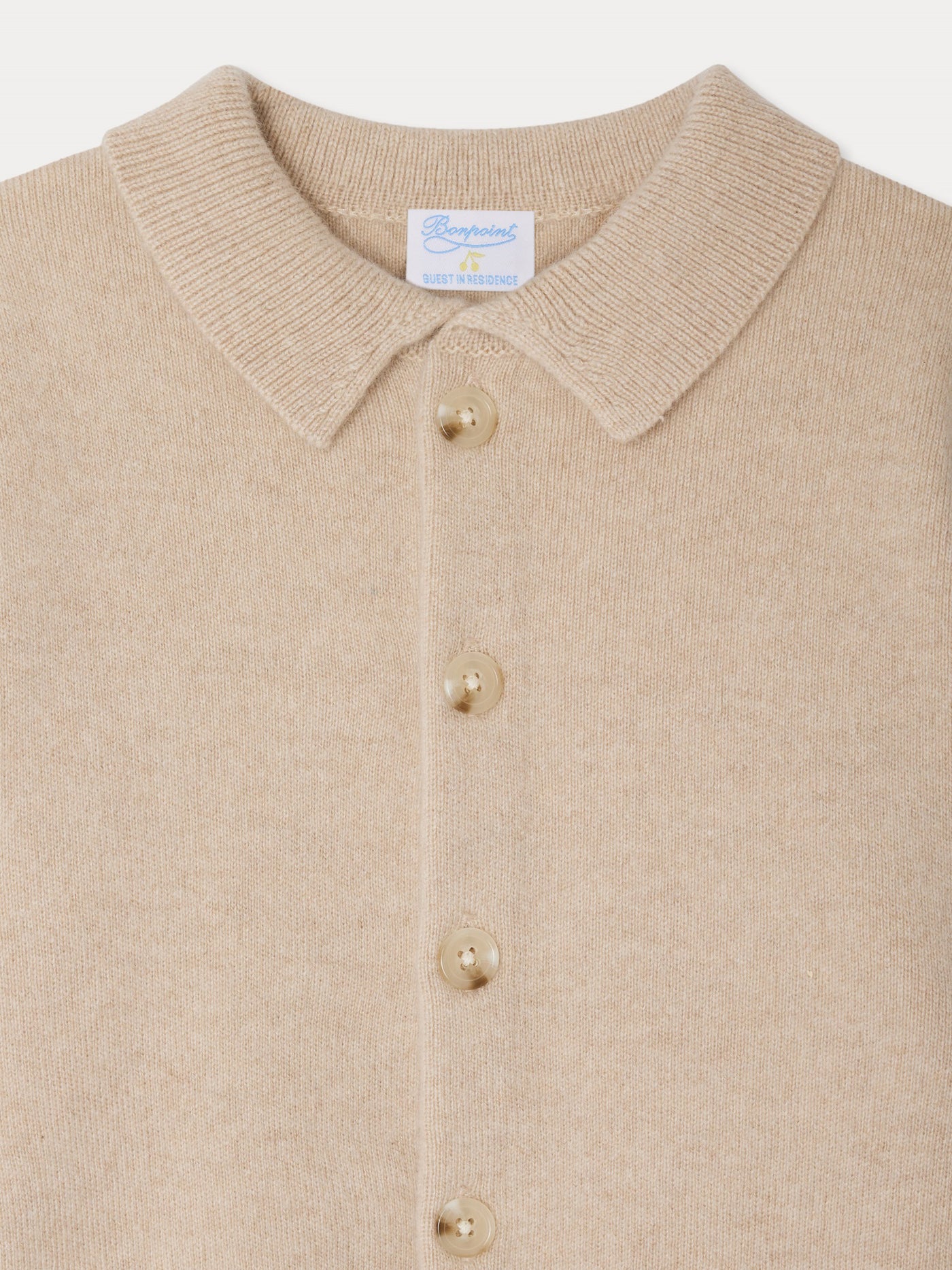 Cardigan misto Bonpoint x Guest in Residence Liberté con ricami a contrasto in cashmere color sabbia