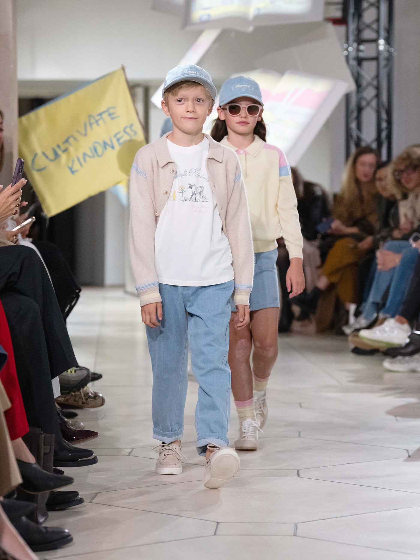 Bonpoint x Guest in Residence Liberté mixed cardigan with contrasting embroidery in sand cashmere