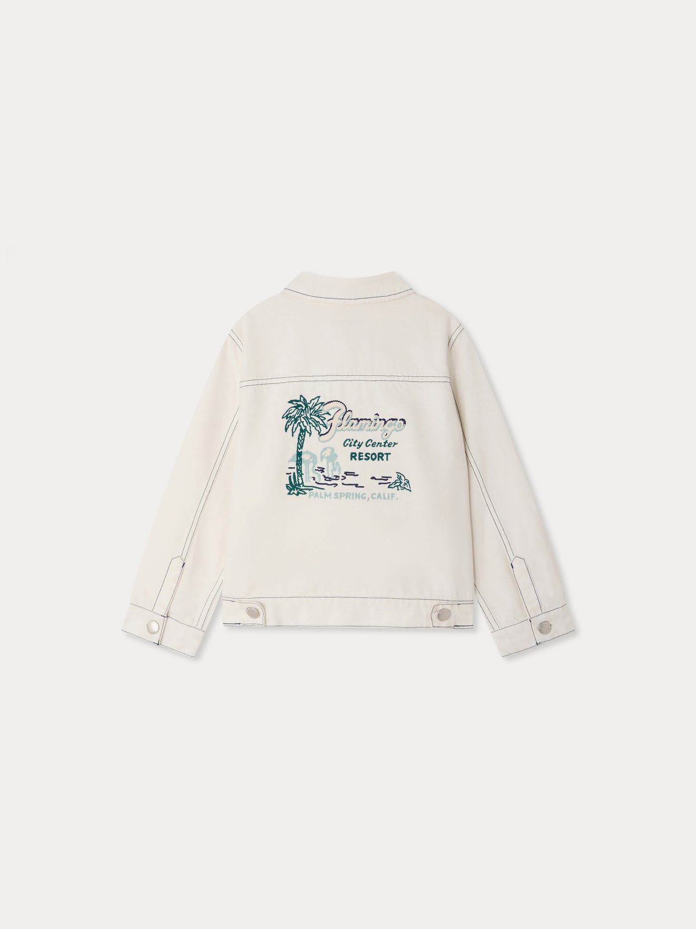 Veste en denim Leddis avec surpiqûres contrastées en coton biologique