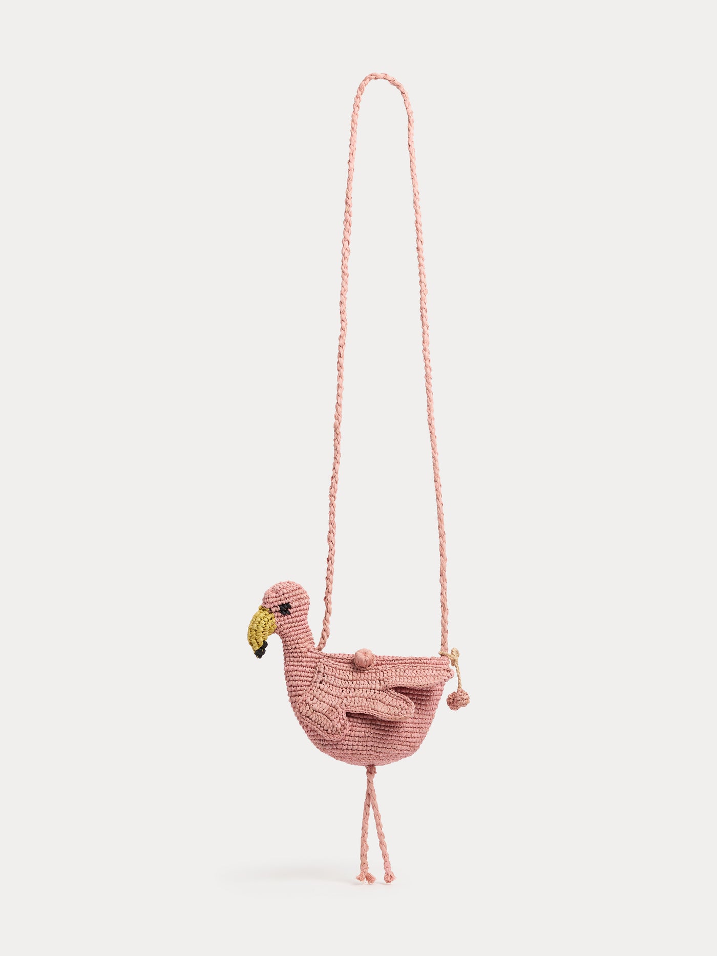 Borsa fenicottero rosa in rafia fatta a mano Lany
