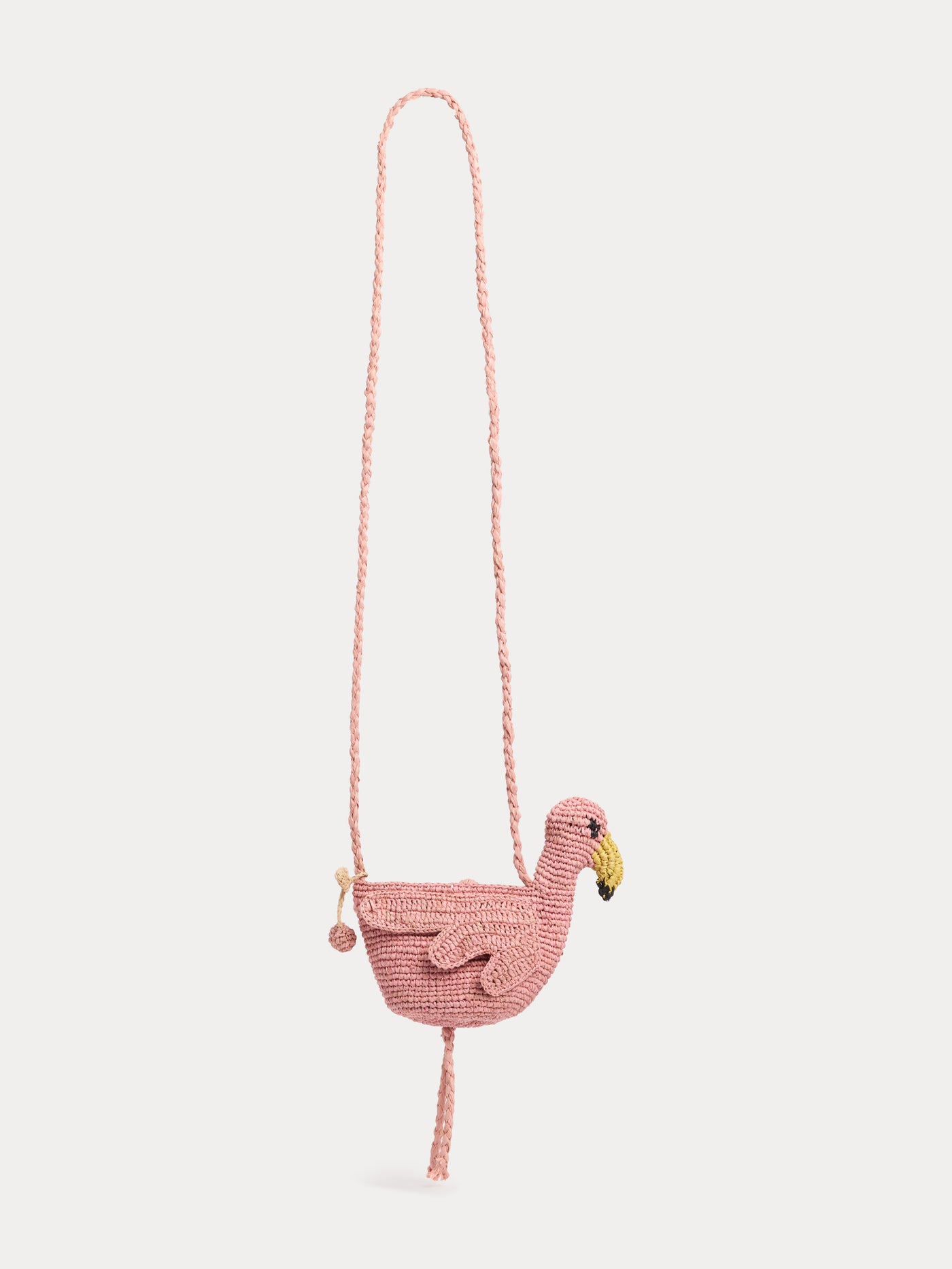 Borsa fenicottero rosa in rafia fatta a mano Lany