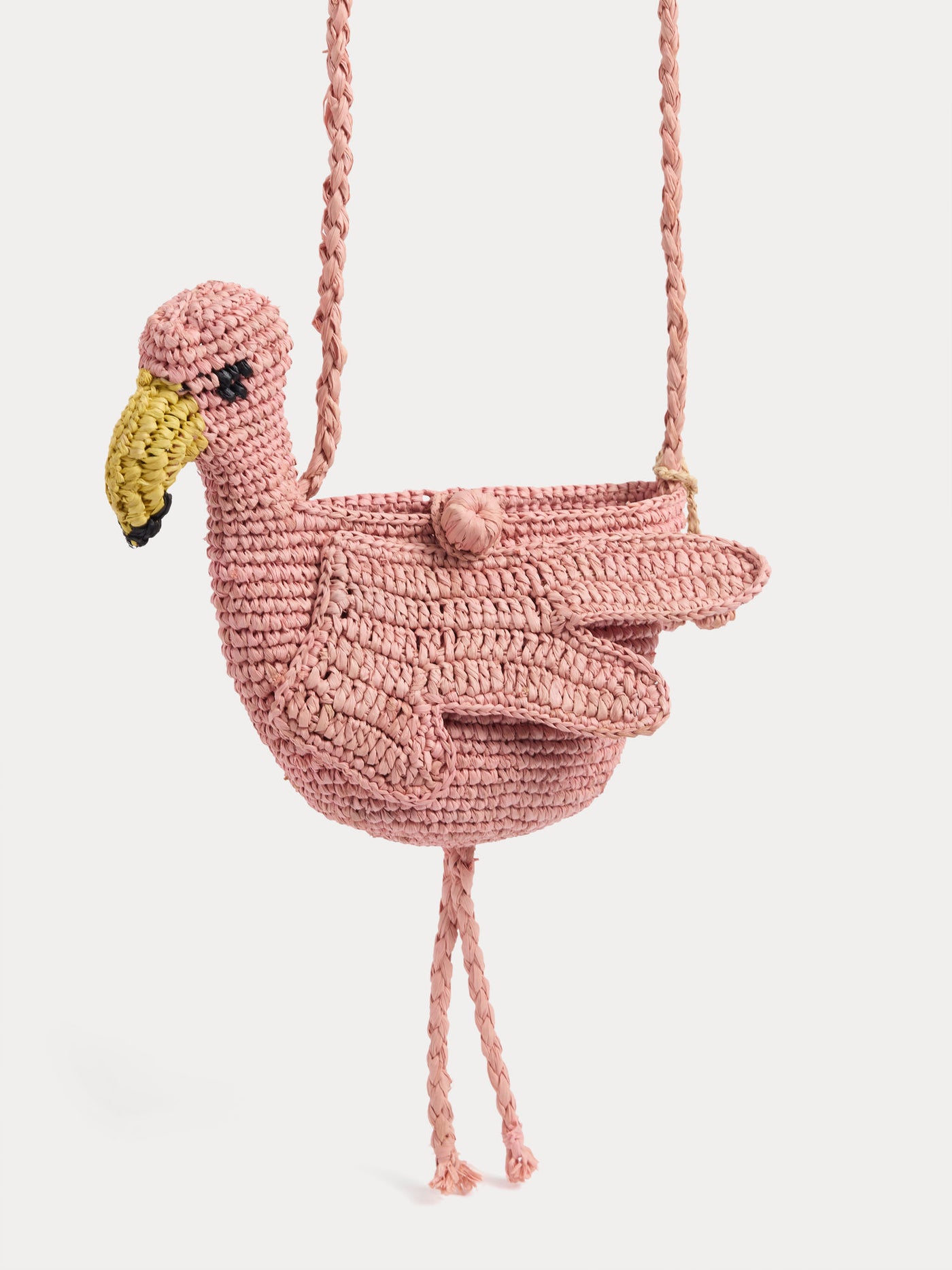 Borsa fenicottero rosa in rafia fatta a mano Lany