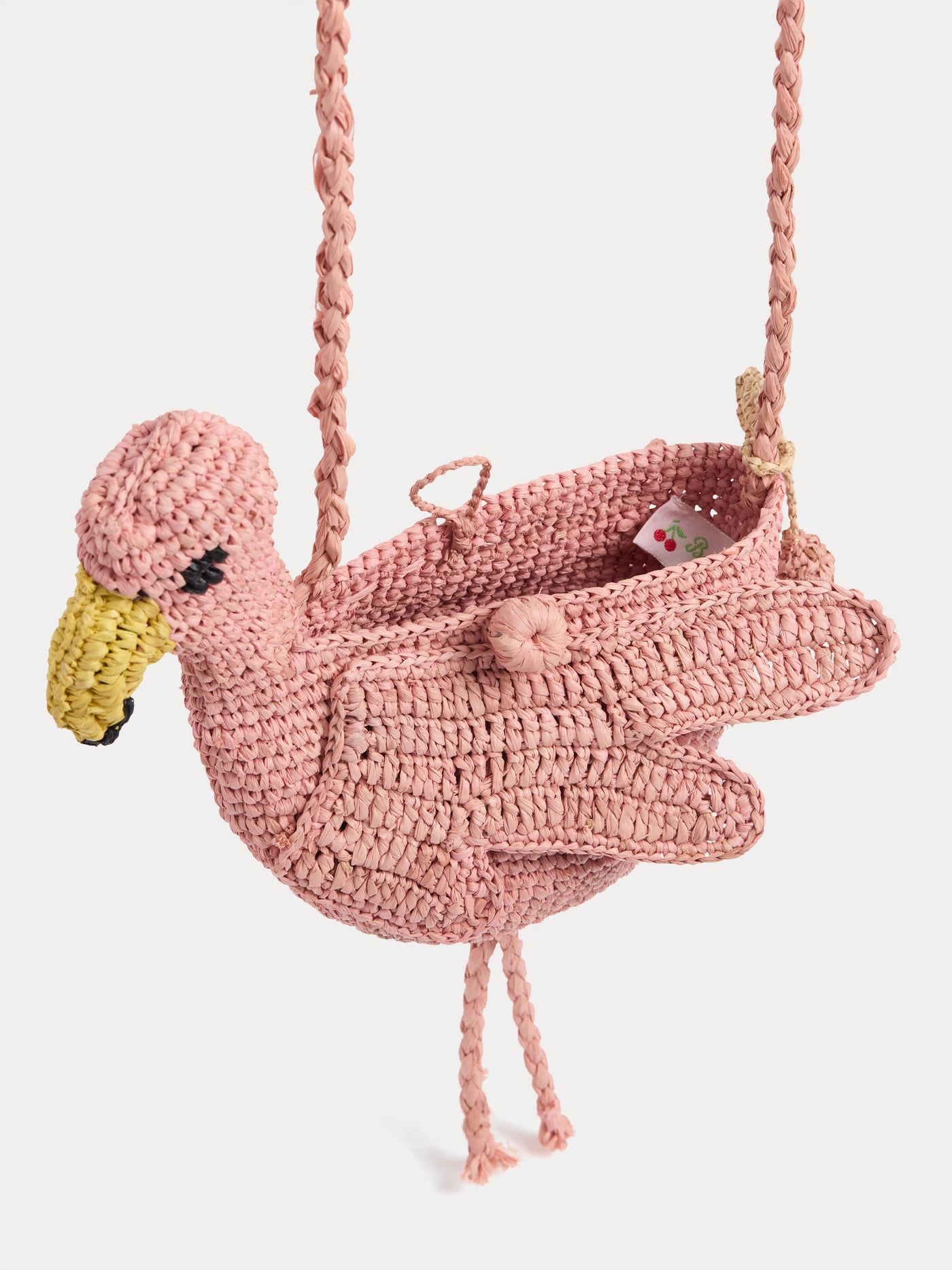 Borsa fenicottero rosa in rafia fatta a mano Lany