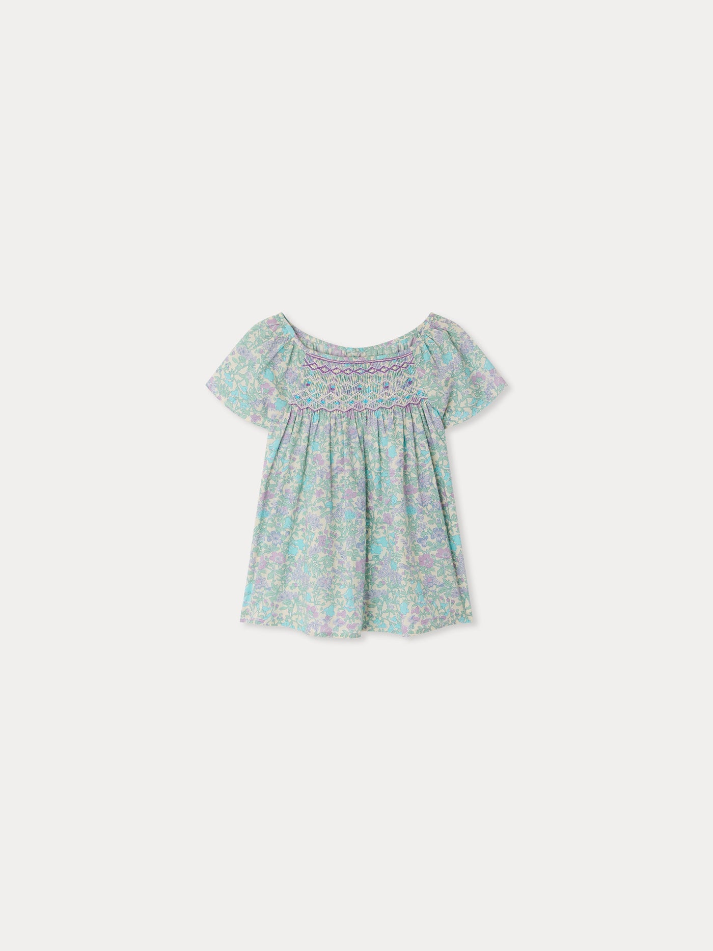 Blouse Grenade smockée et brodée en tissu Liberty en coton biologique