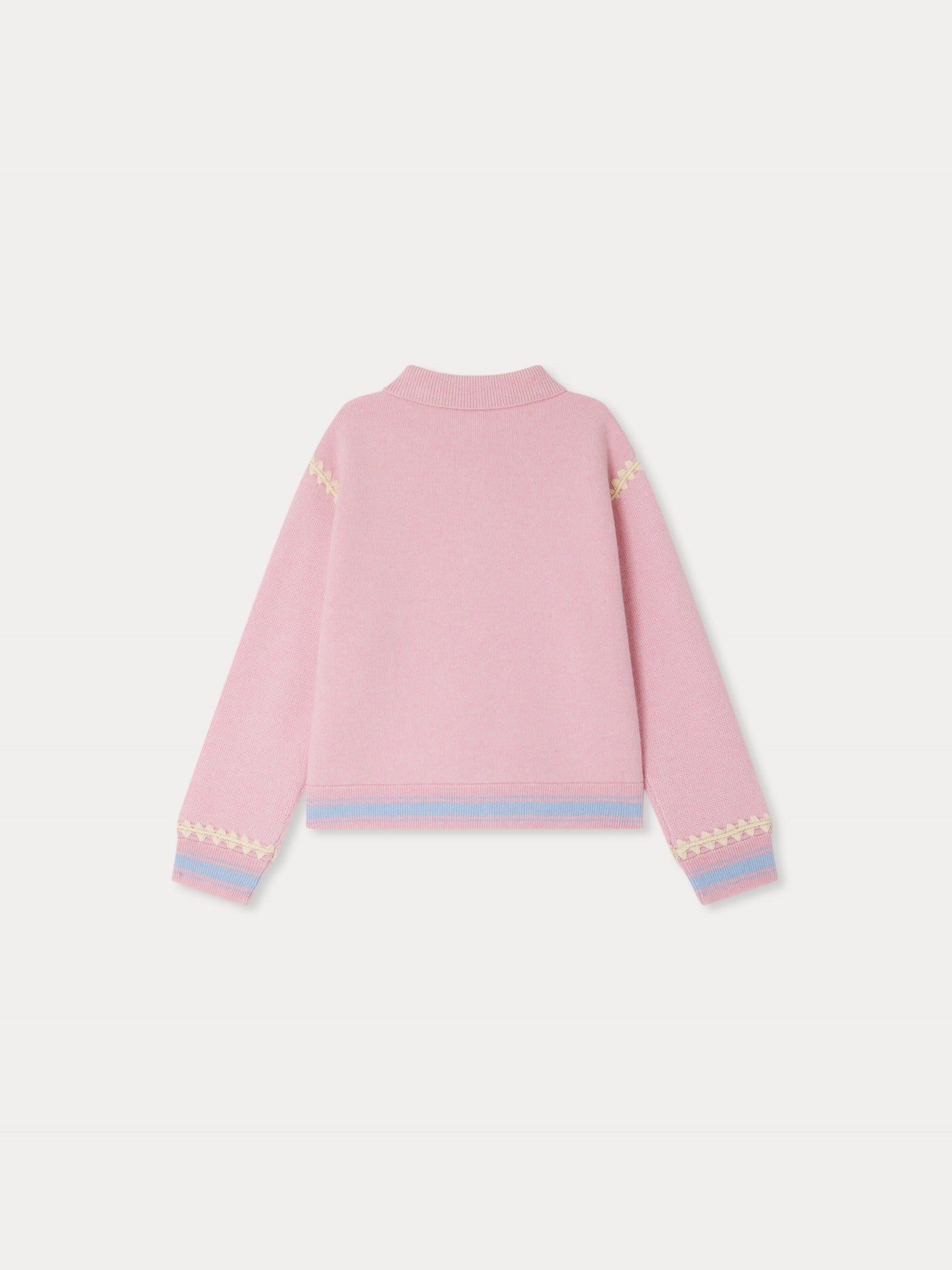 Cardigan Bonpoint x Guest in Residence Liberté con ricami a contrasto in cashmere rosa