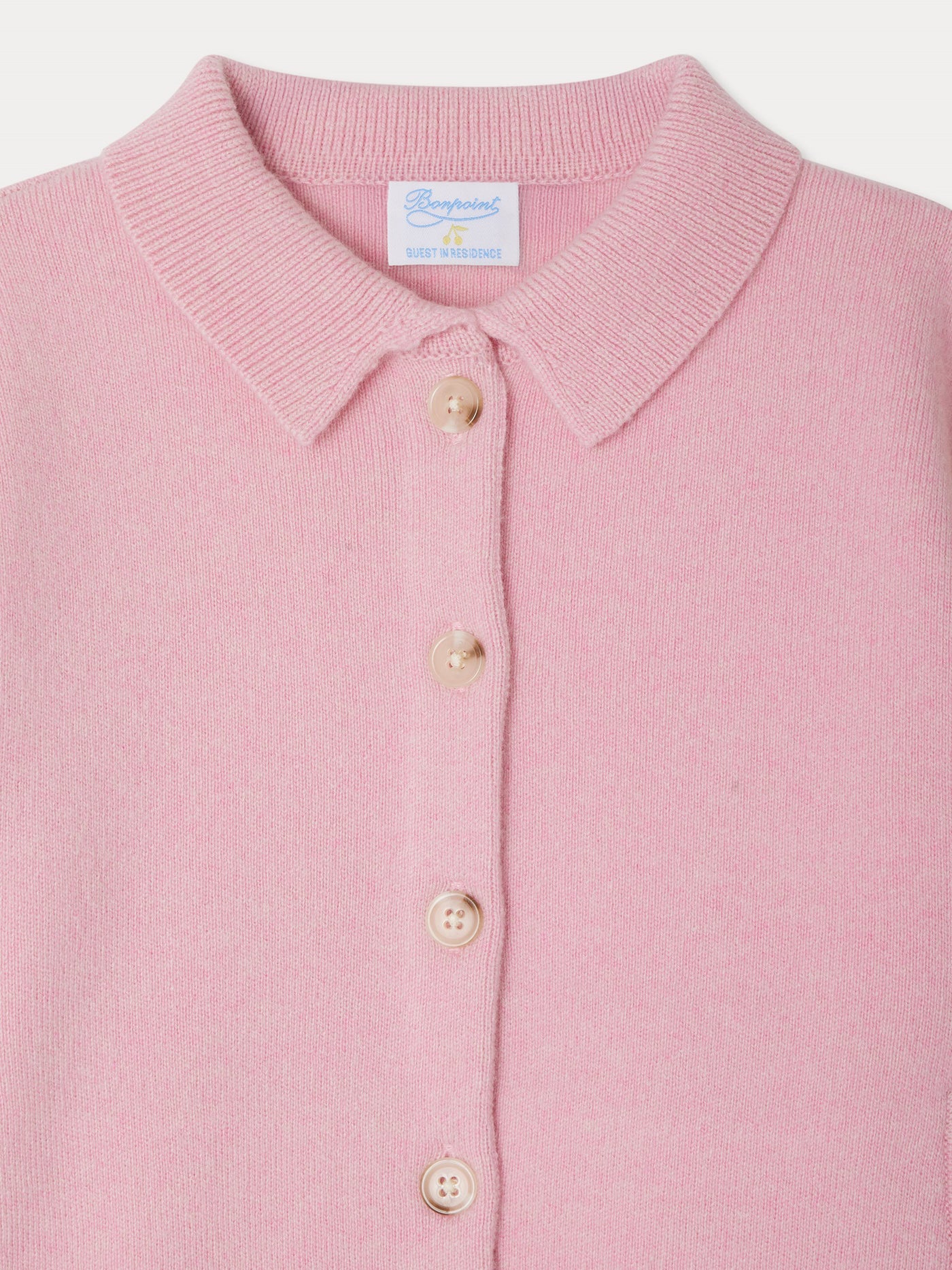 Cardigan Bonpoint x Guest in Residence Liberté con ricami a contrasto in cashmere rosa