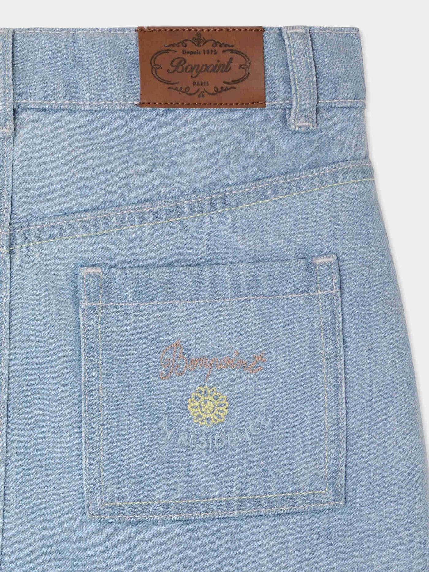 Gonna in denim Dexie Bonpoint x Guest in Residence con ricami