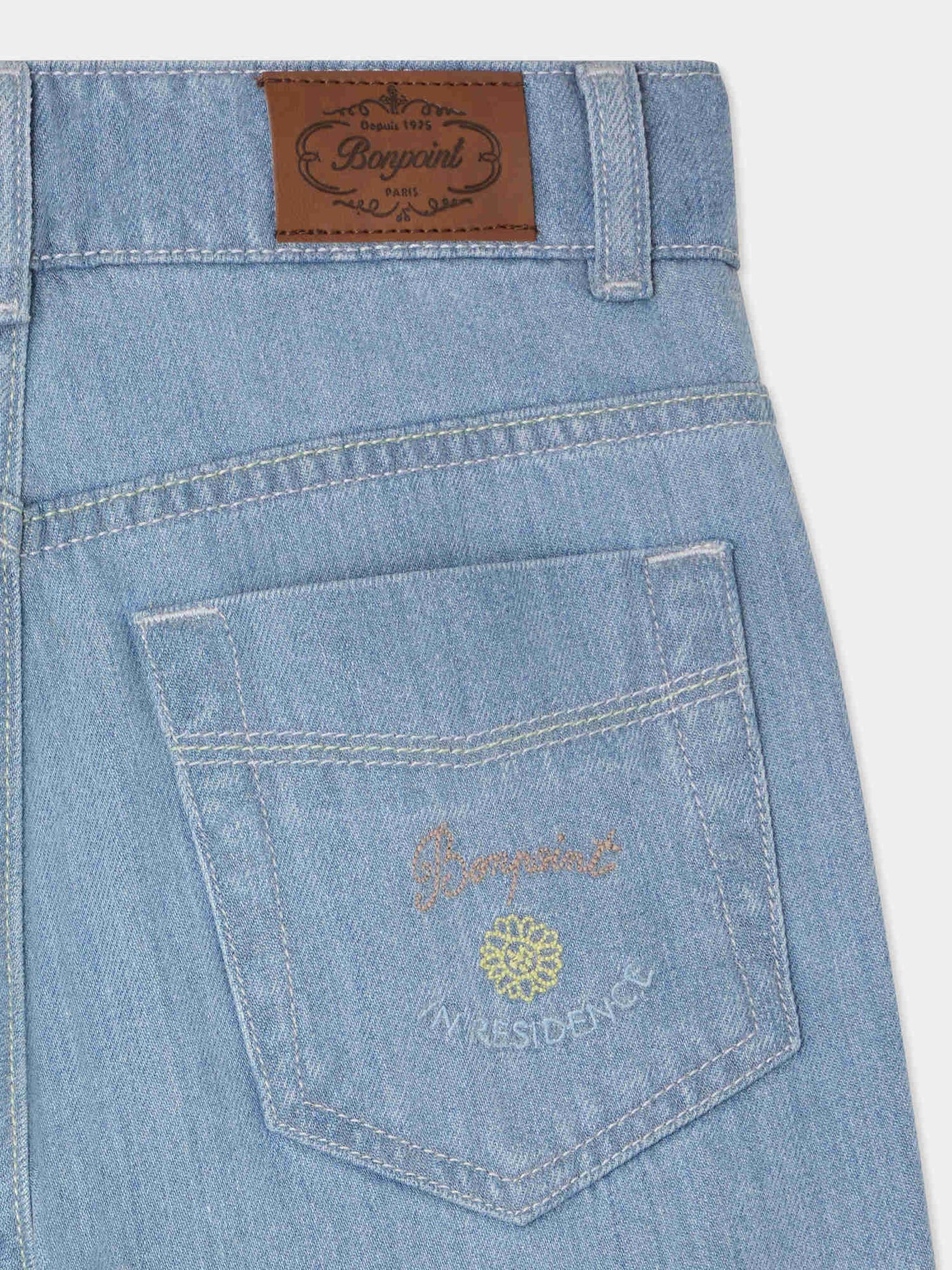 Pantaloni in denim misto Bonpoint x Guest in Residence Eliott con ricami