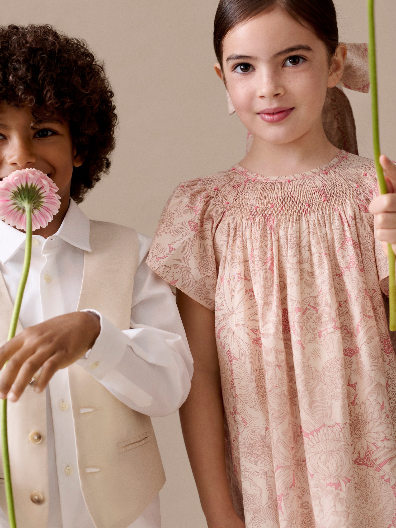 Girl Summer 2026 Ceremony Look - Smocked and embroidered dress and