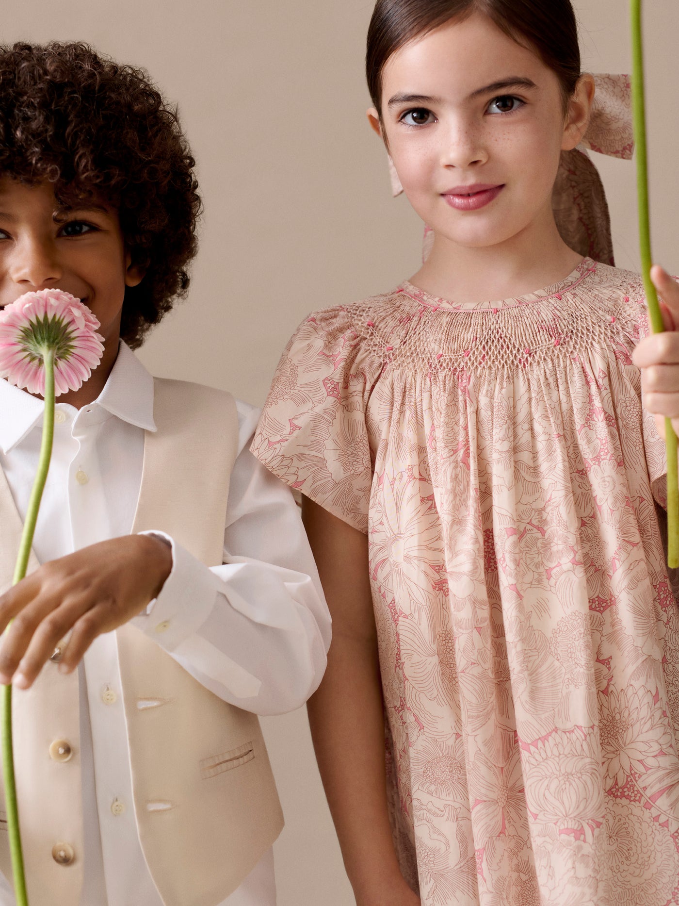 Arlene dress smocked and hand-embroidered in Liberty organic cotton fabric