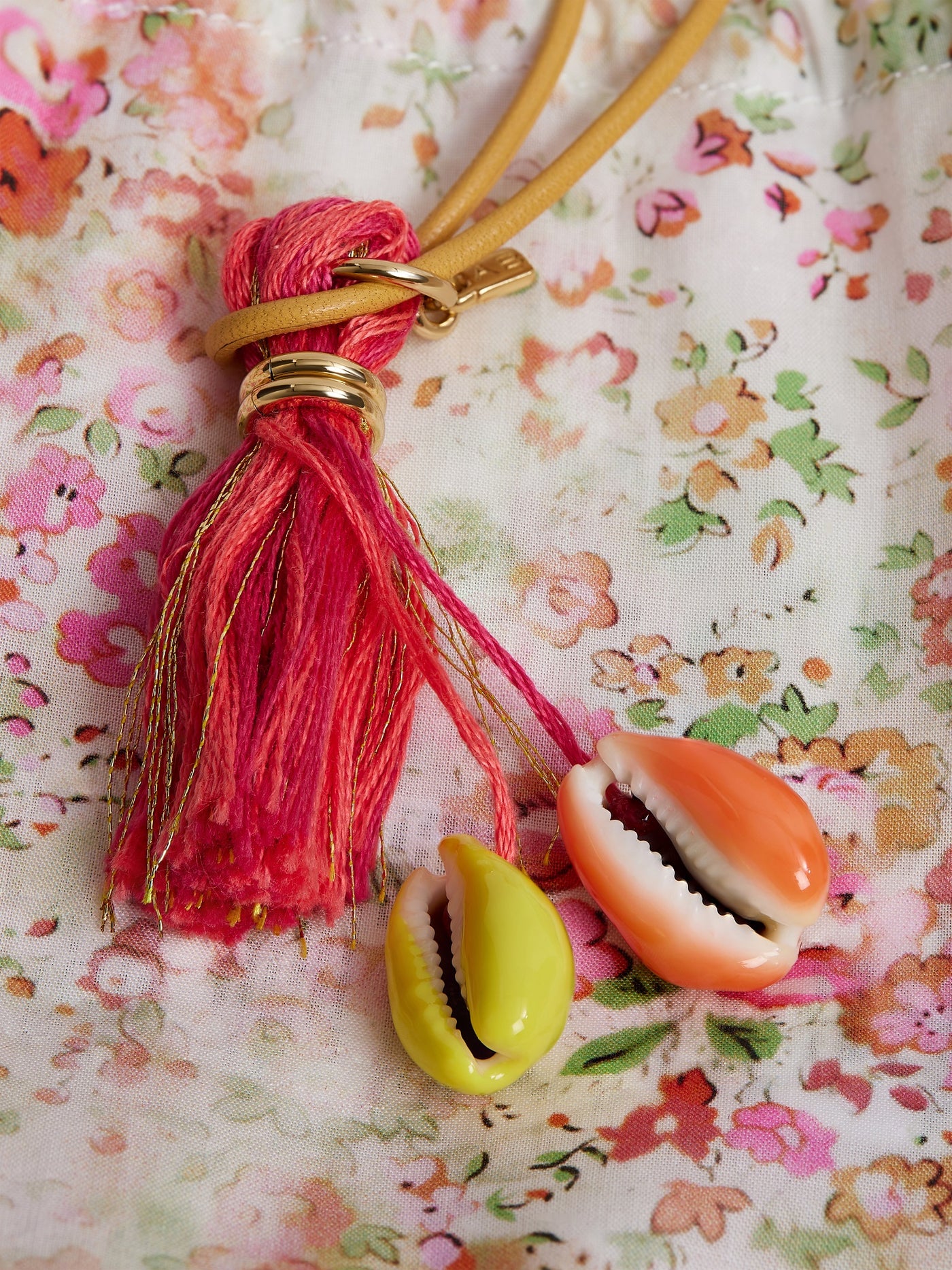 Bonpoint x Aurélie Bidermann pompon necklace with 2 coral shells