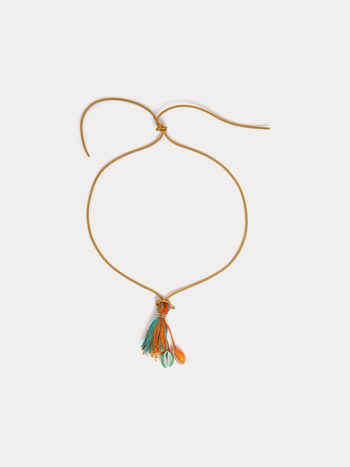 Collier pompon 2 coquillages vert