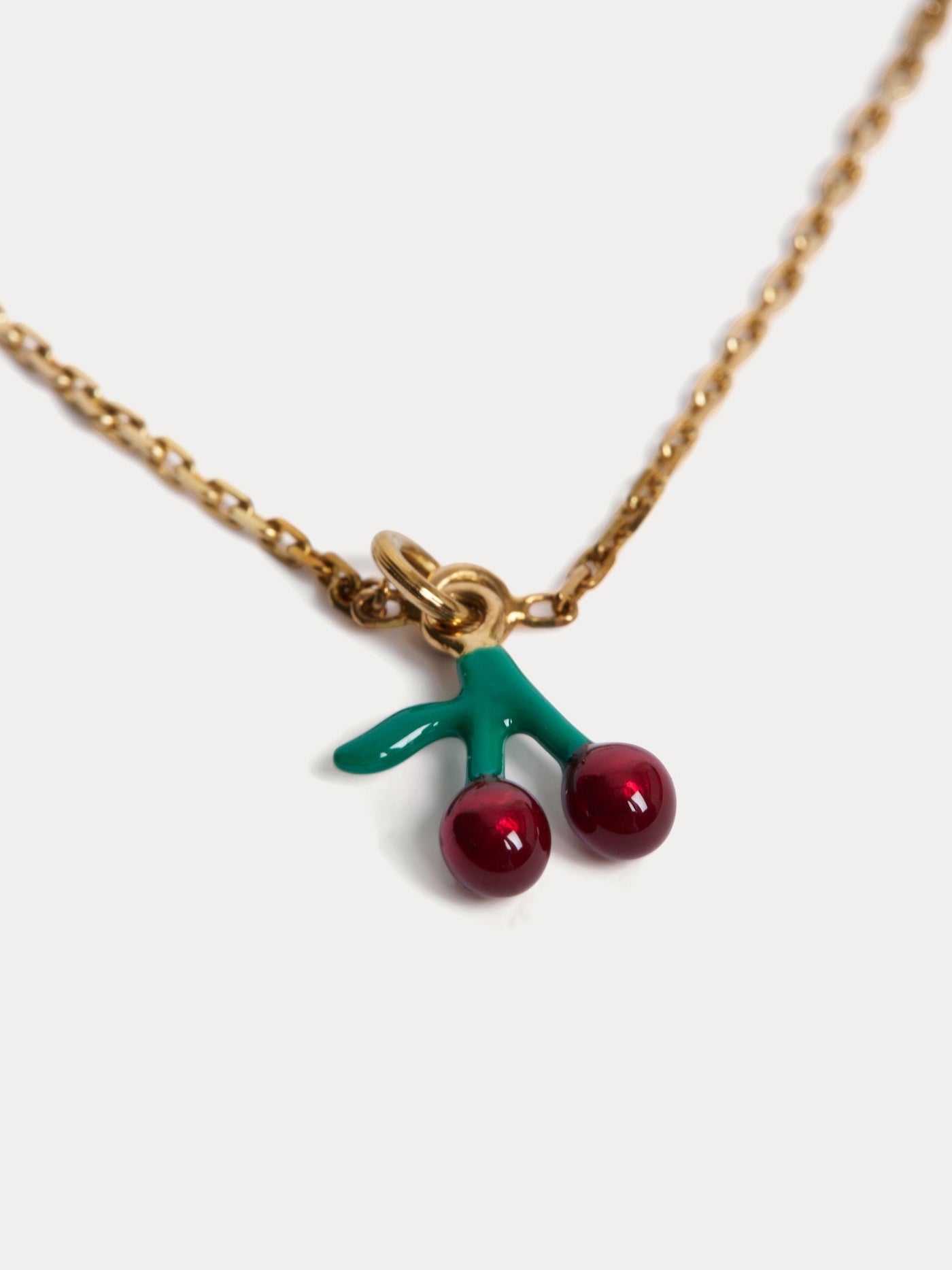 Rose gold enameled cherry bracelet