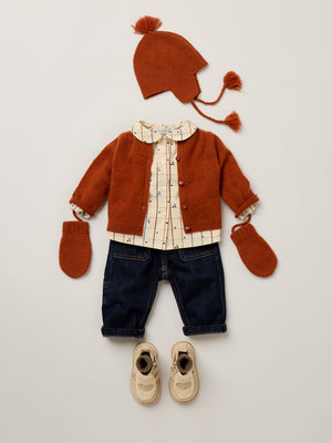 Baby-Cardigan Tibile mit Kirschen aus Kaschmir